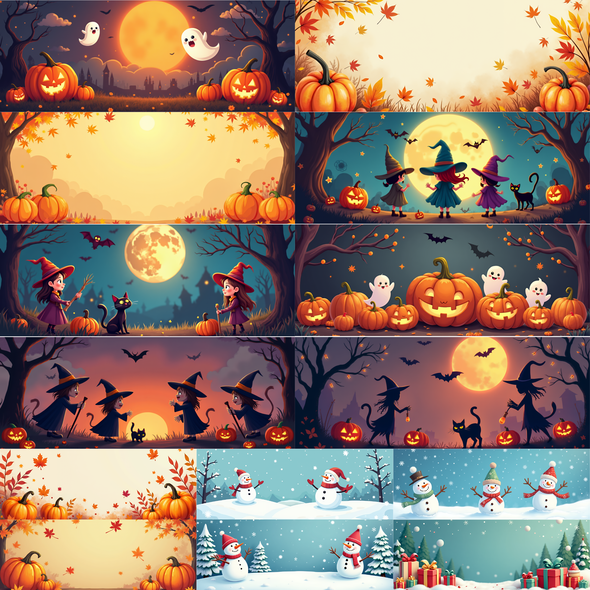 Seasonal Banner Pack PNG Banners Holiday Promotions Storefronts Halloween Winter Autumn Digital Assets Bundle