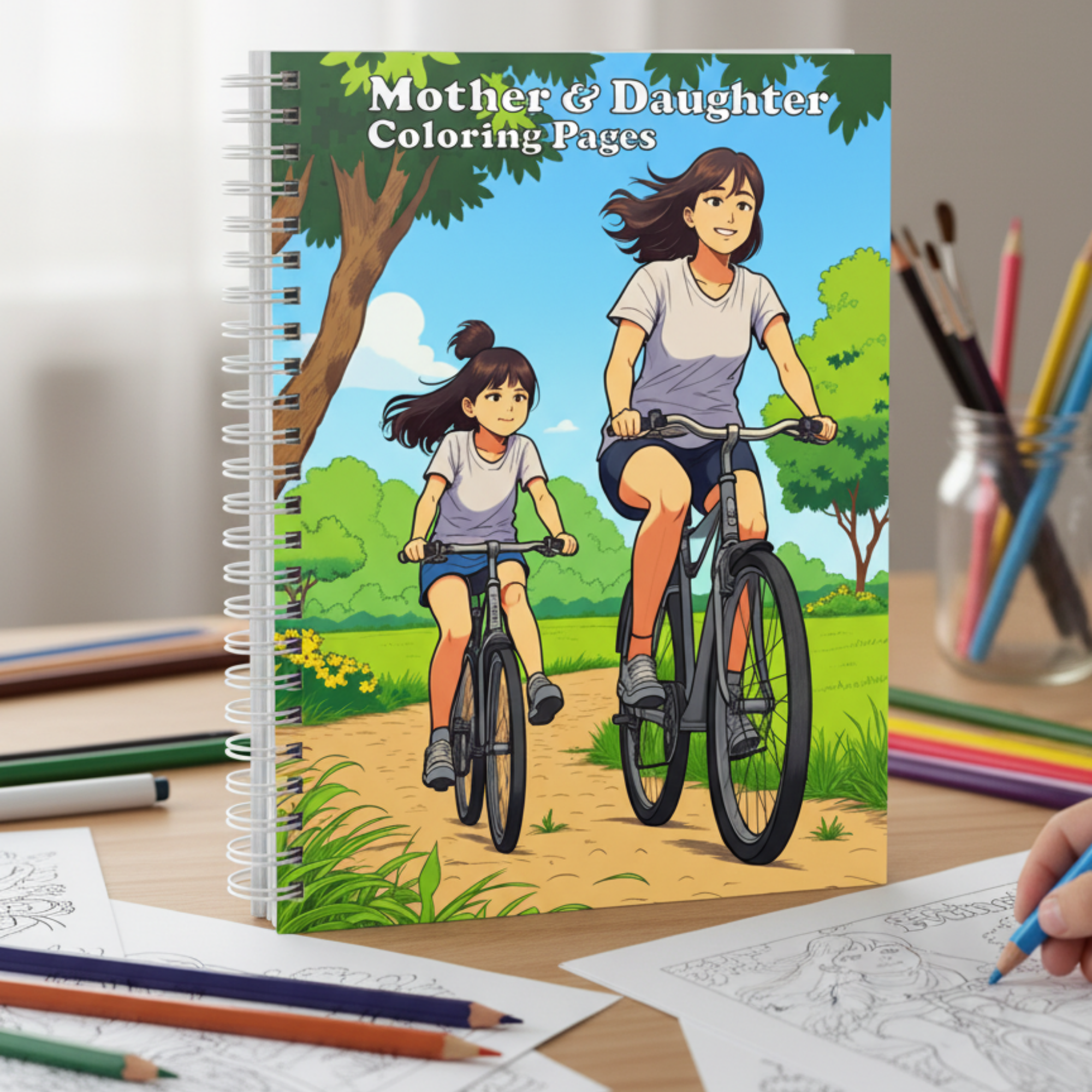 Mother & Daughter Coloring Book PDF | Printable Family Activity Pages, Activity for Mom and Me, Girls Coloring Pages