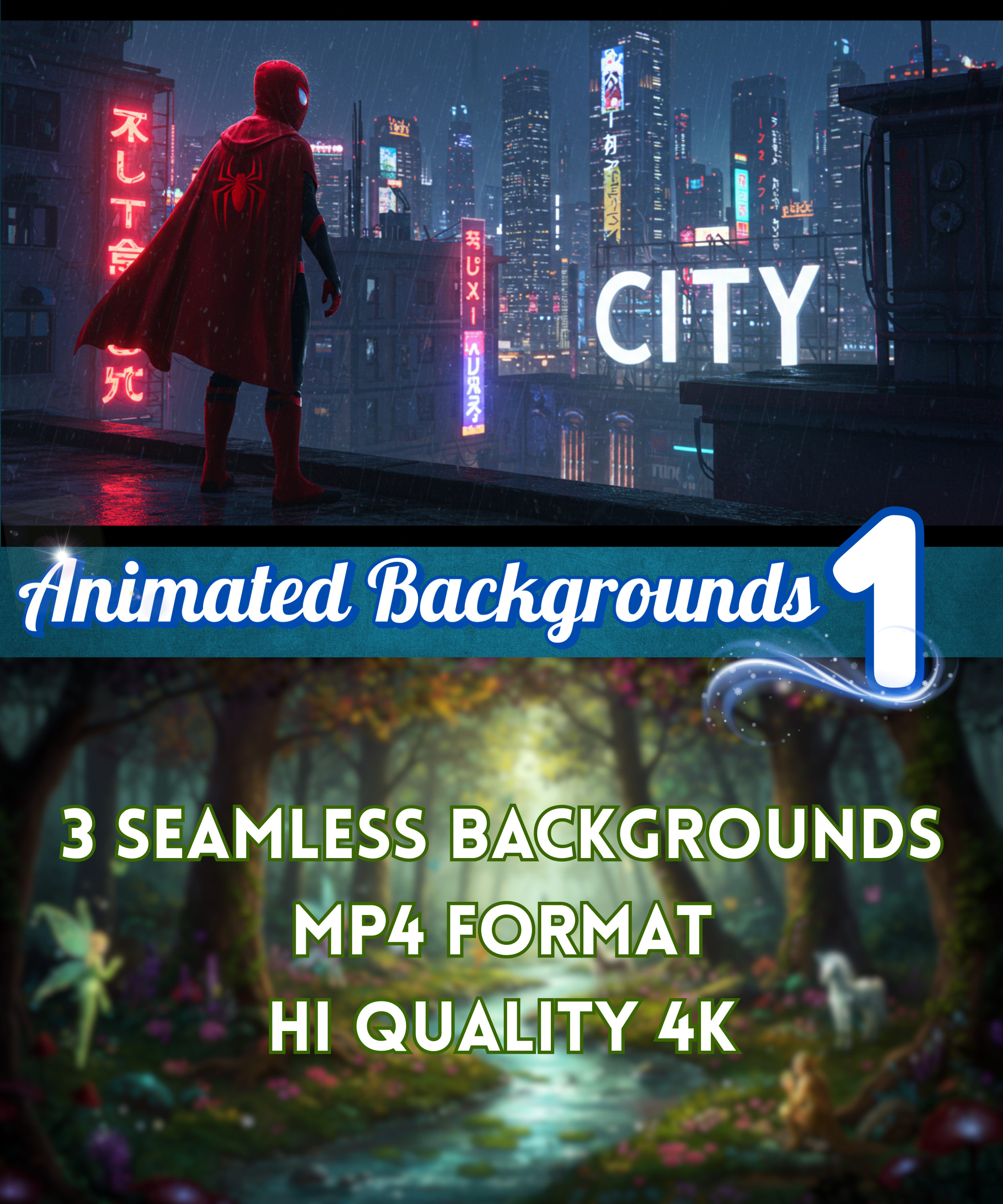 Animated Background 1 Animated Videos, Loop videos, twitch, animated overlays, 3d animations, screensavers
