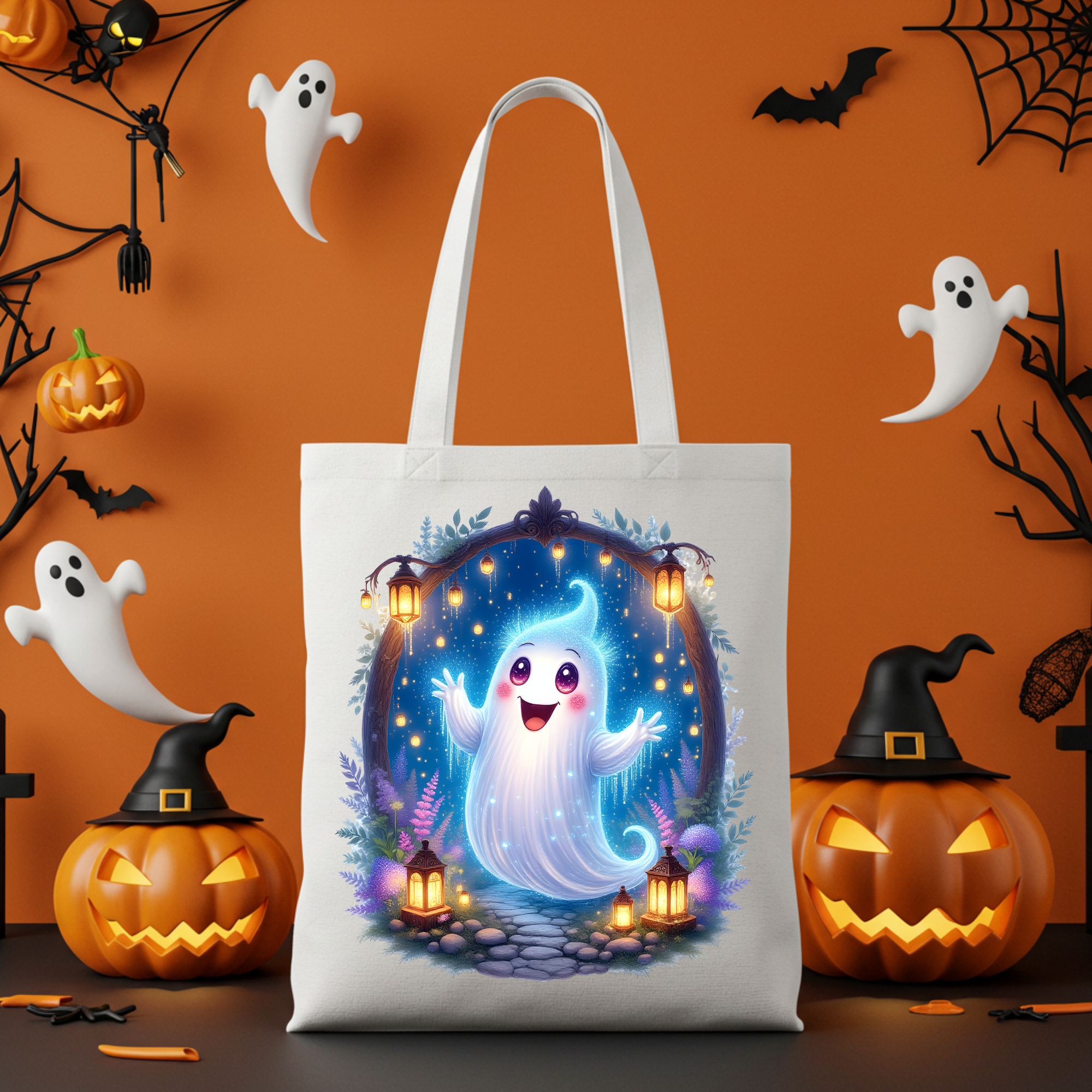 Friendly Ghost PNG for Sublimation, Halloween Cute Ghost Clipart, Spooky Season Digital Download, Printable Ghost T-Shirt Design