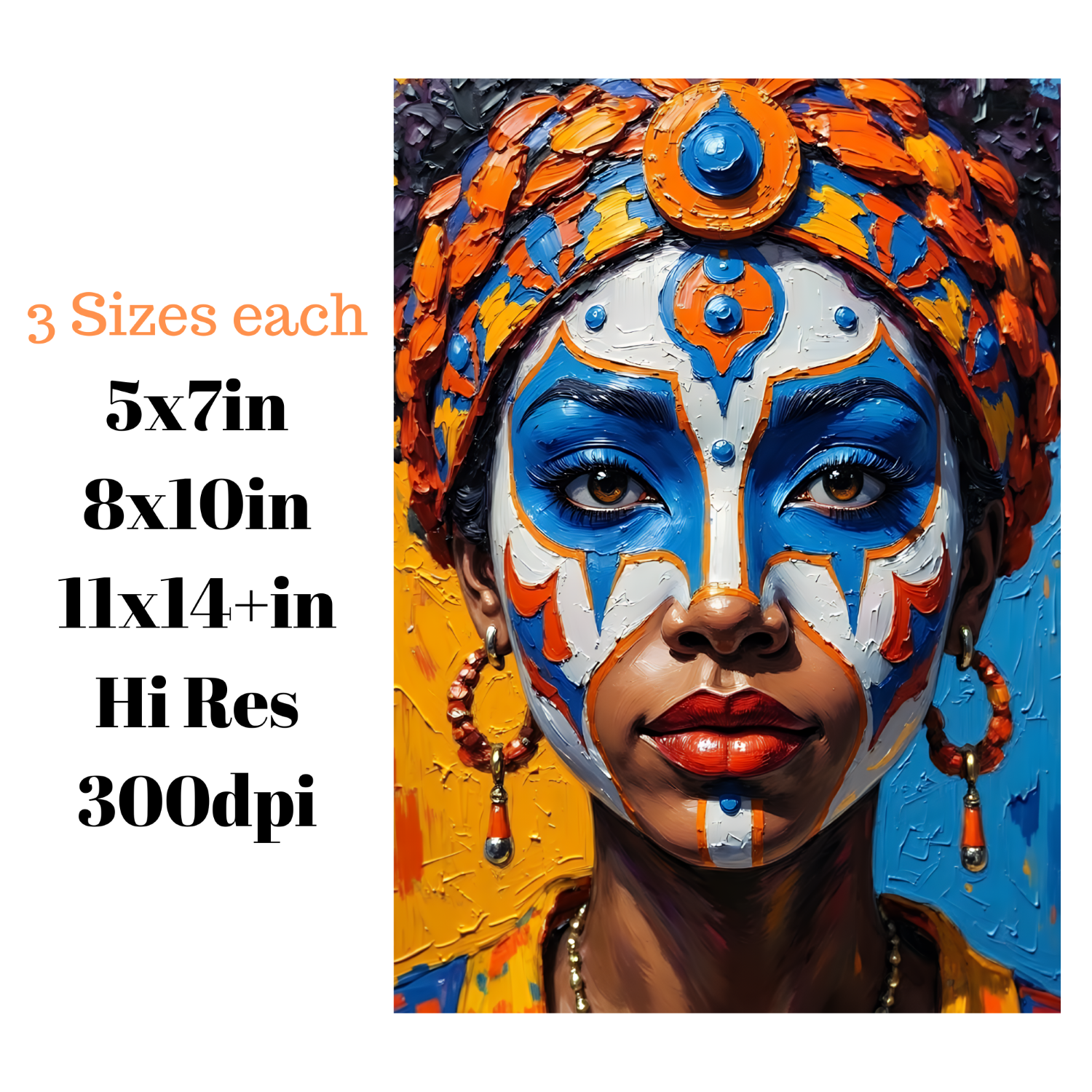 Vibrant Cultural Woman Portraits Prints V1 Set of 5 Unique Designs | Instant Digital Download - v1