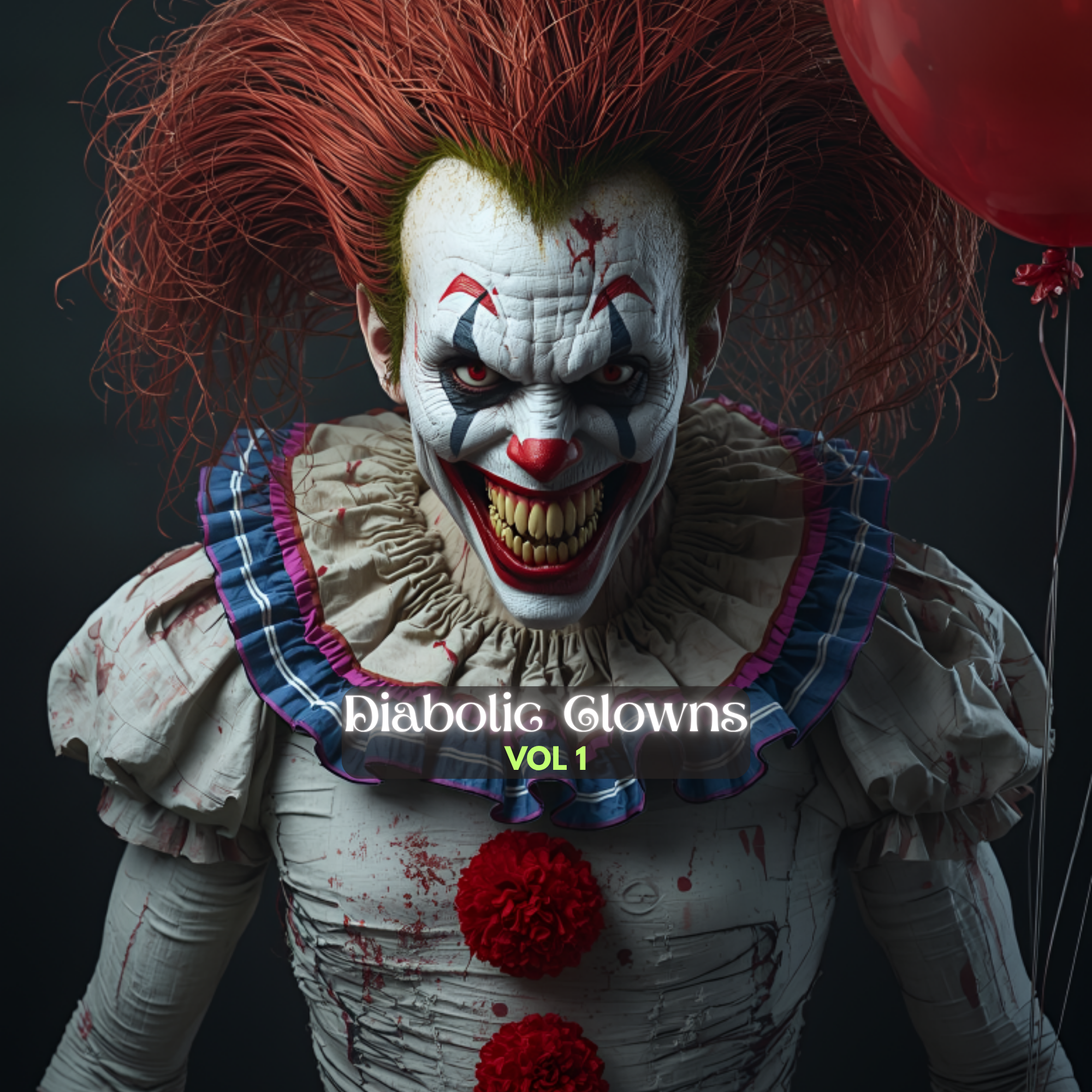 Diabolic Clowns Vol 1 | Scary Clown PNGs | Digital Horror Art Demonic Clowns, Horror Junk Journal Pages