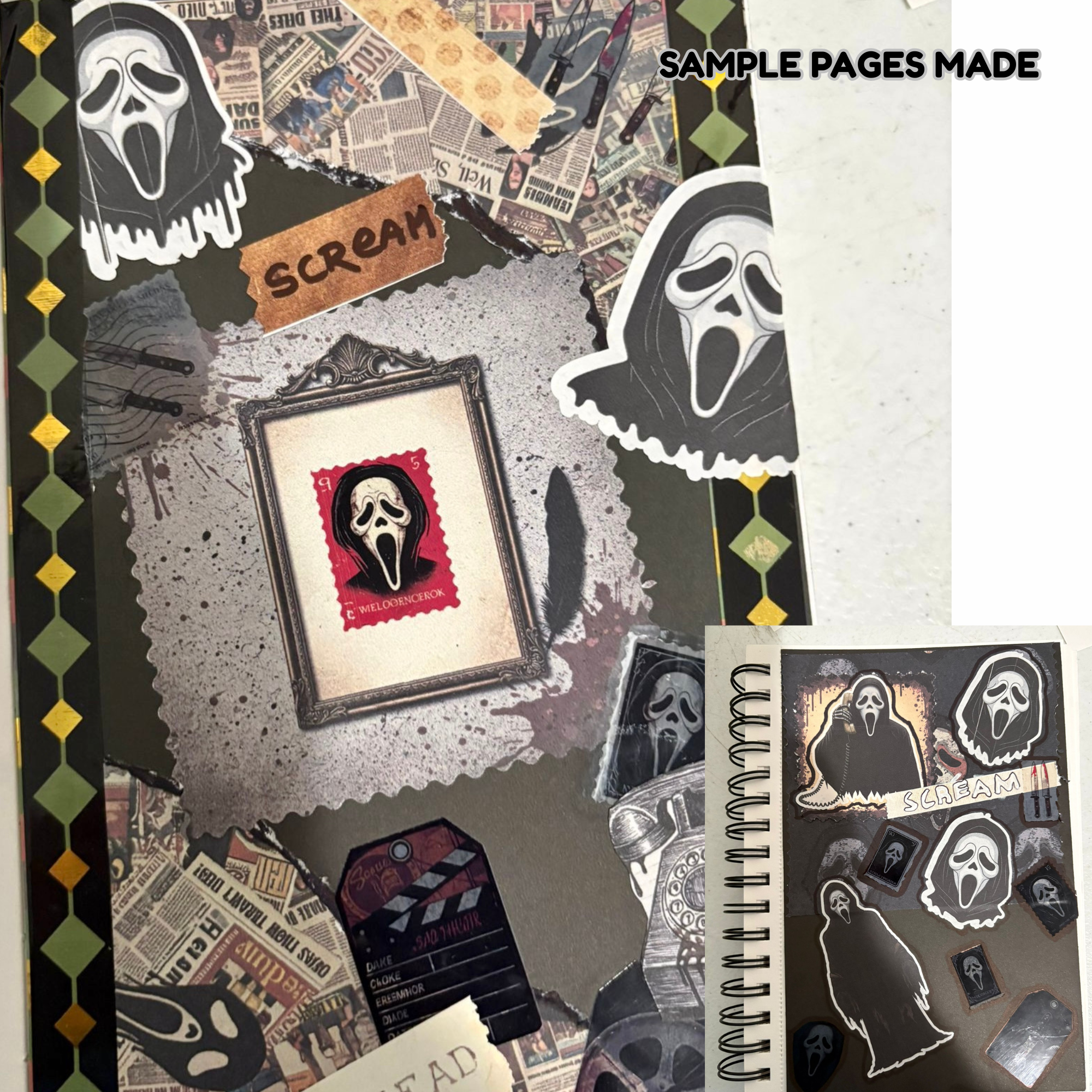 Ghost Face Slasher Junk Journal Kit | Pages Horror Ephemera Set | Vintage Horror Junk Journal Pages Bundle