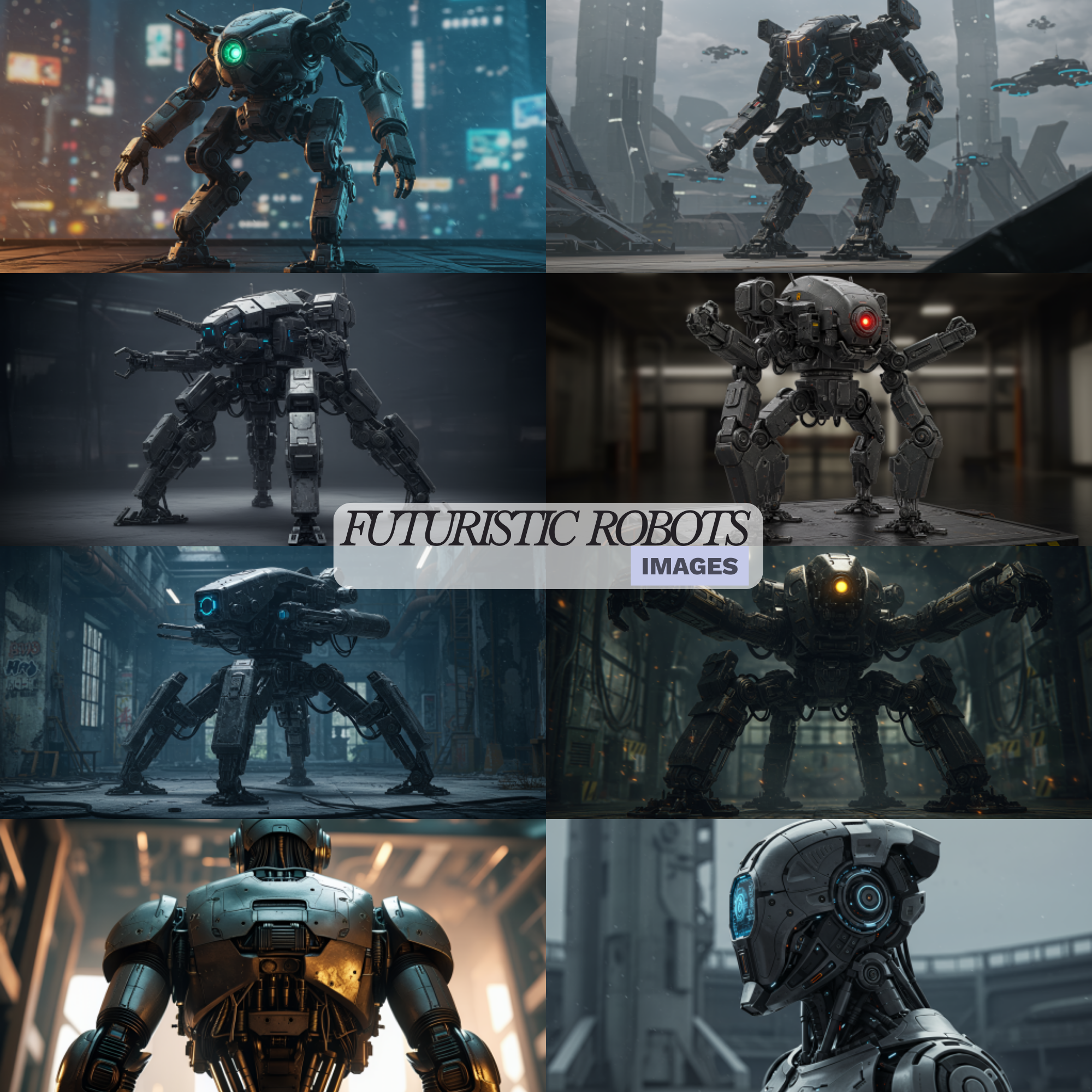 Futuristic Robots Image Pack | Sci-Fi AI Portraits | Cyberpunk & Android, robot images