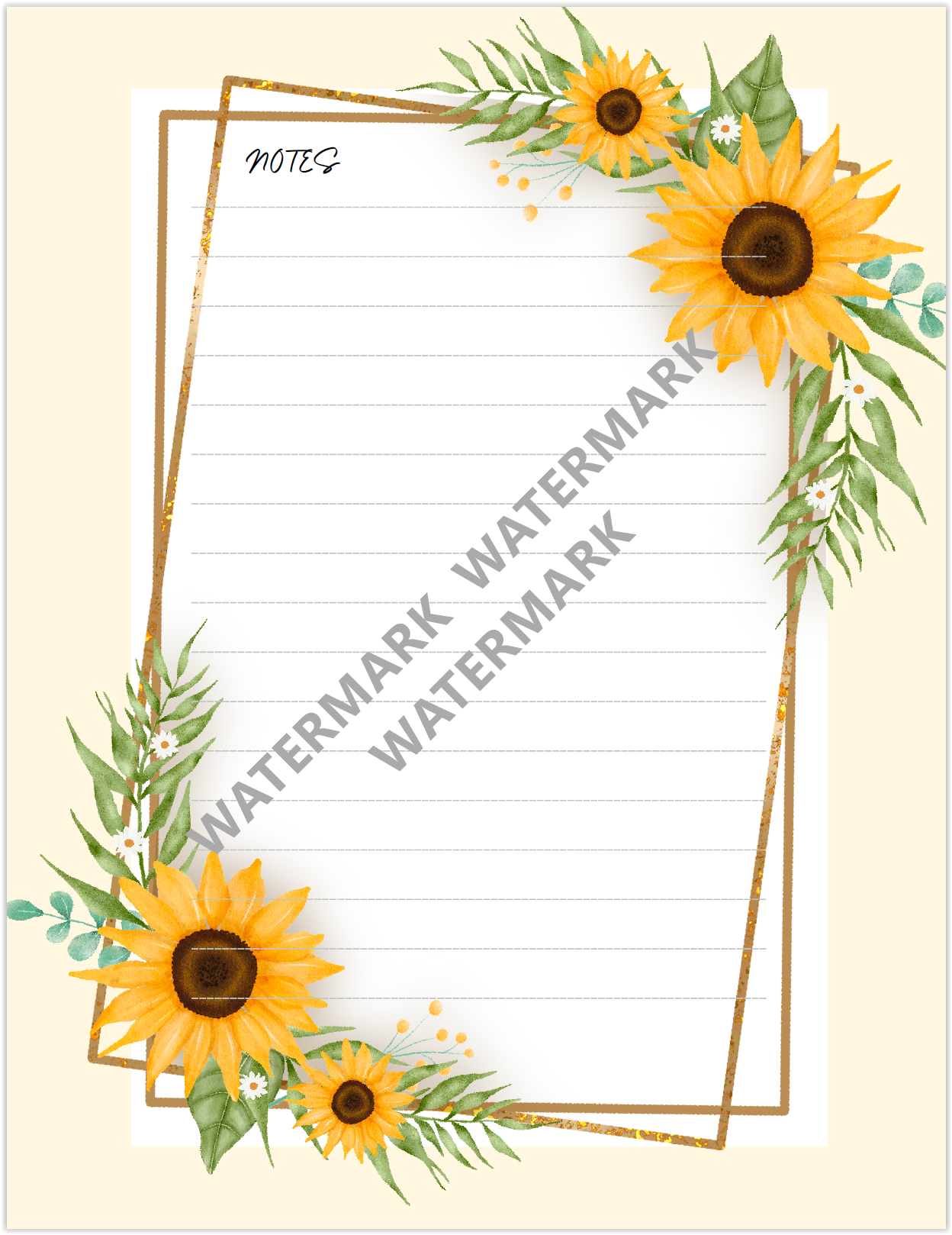 Sunflower Notebook Pages, notebook pages, digital sunflowers