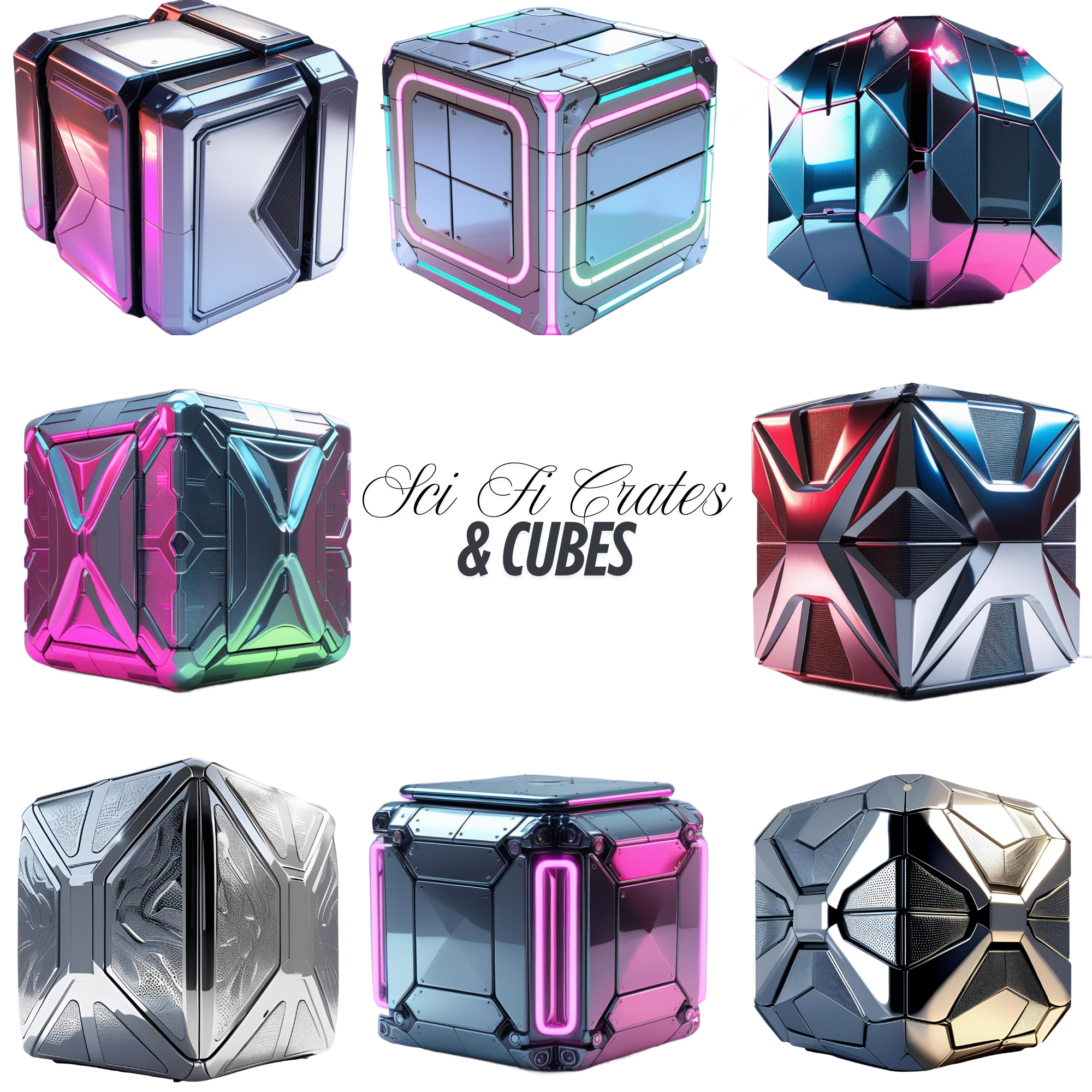 Sci Fi Crates & Cubes Clipart, PNG Images | Game Assets, Digital Art