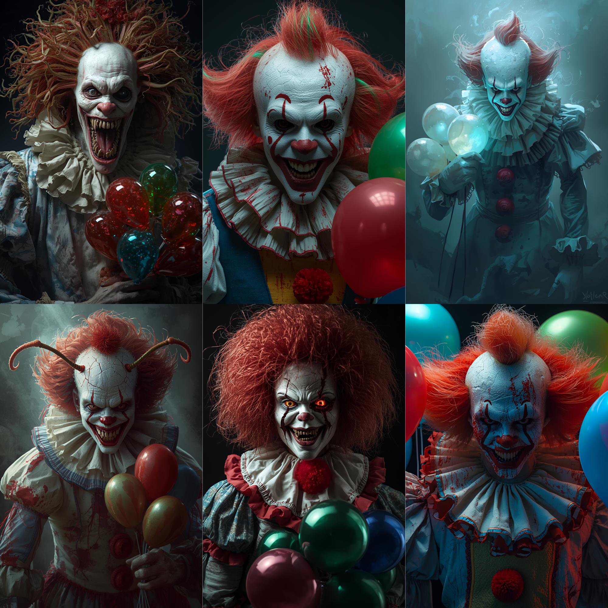 Diabolic Clowns Bundle | Scary Clown Digital Art | Horror Halloween , Horror Junk Journal Pages Macabre Clown Creepy
