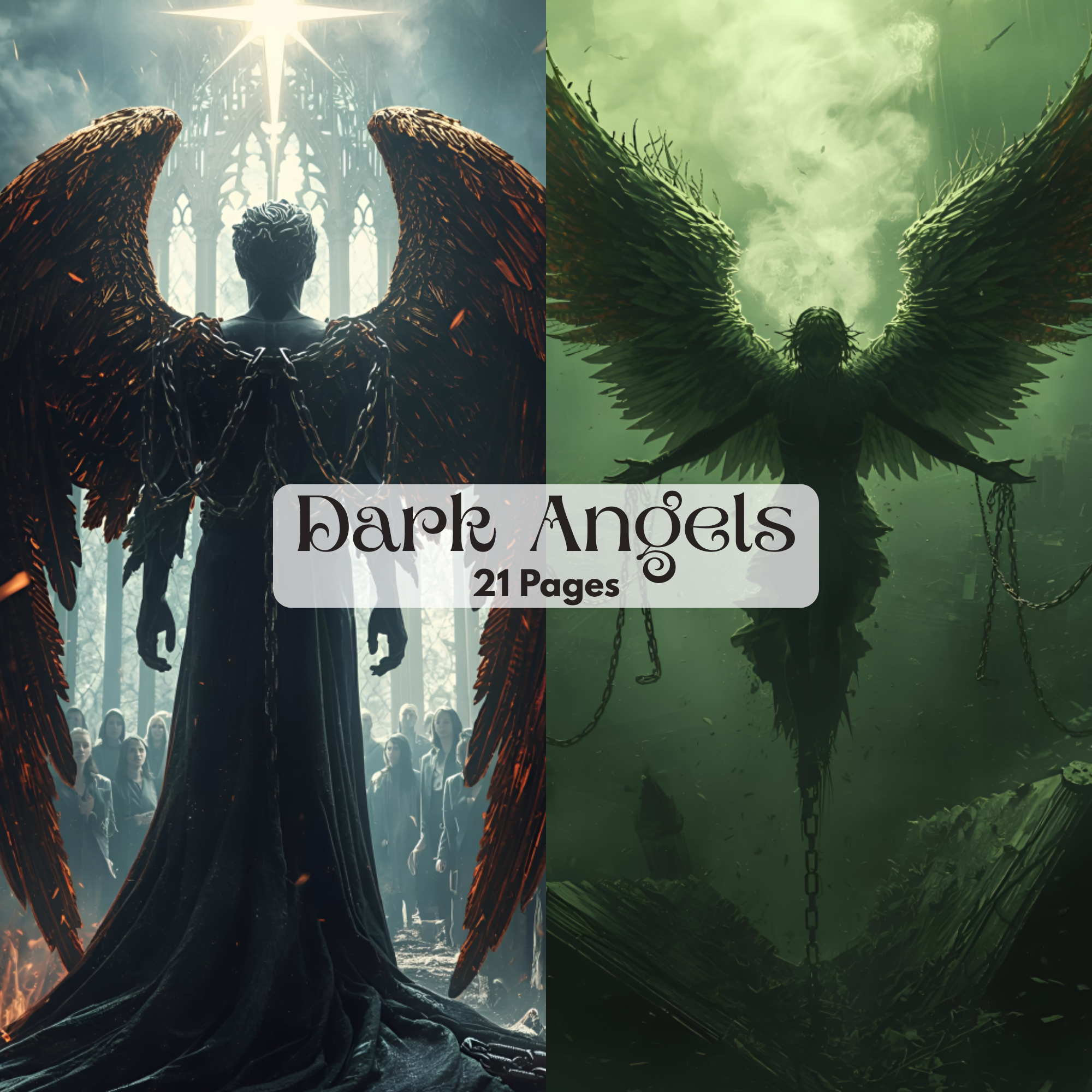Dark Angels PNG Bundle Gothic Fantasy Art Clipart, High-Res Fallen Angel Digital Download Journal Pages
