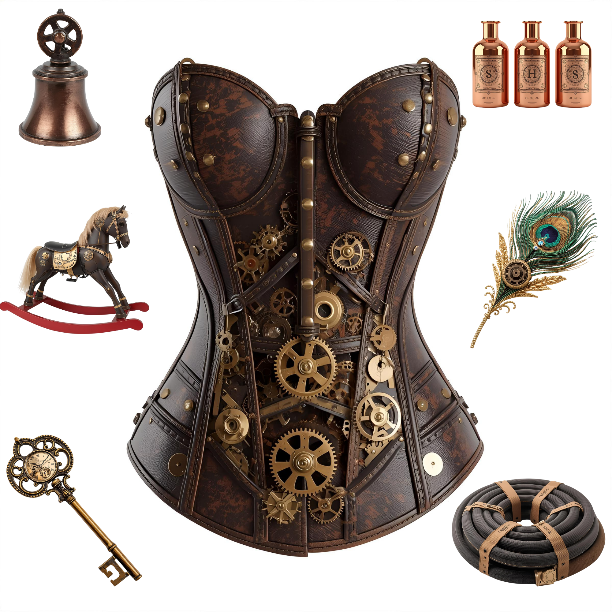 Steampunk Elements Clipart Bundle 2, Vintage Gears & Clockwork, Industrial Digital Elements, Mechanical Parts, Junk Journal Steampunk