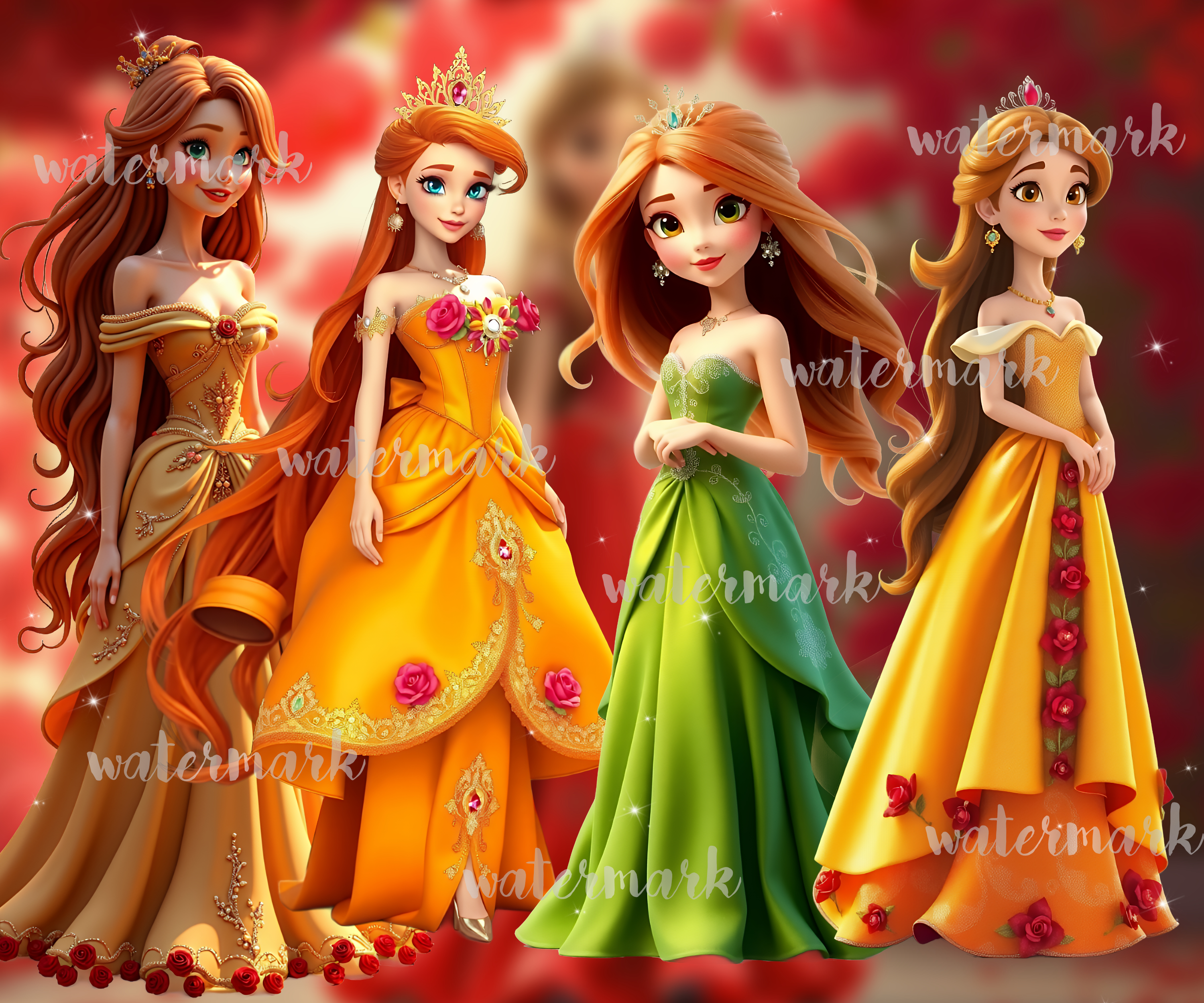 Princess Clipart, Pixar Style Clipart, Princess Overlay