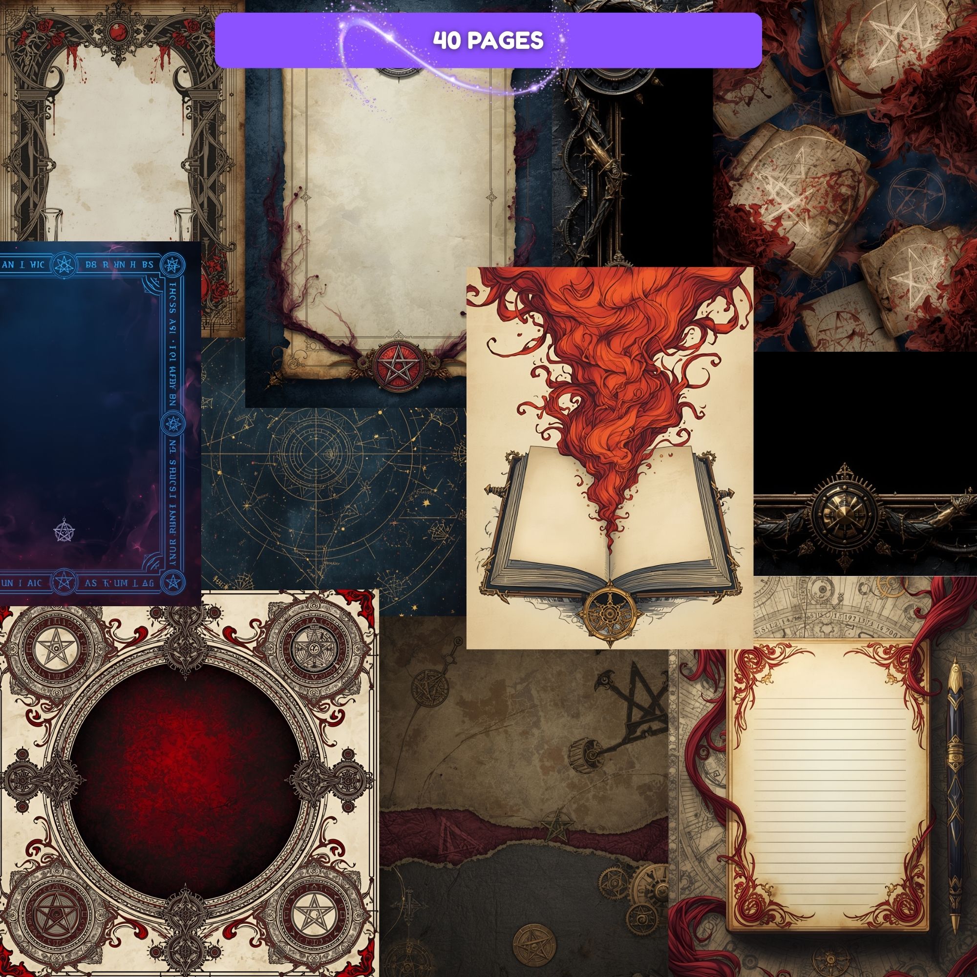 Alchemy Magic Junk Journal Kit | Digital Grimoire Ephemera | Mystical PNG Bundle for Scrapbooking