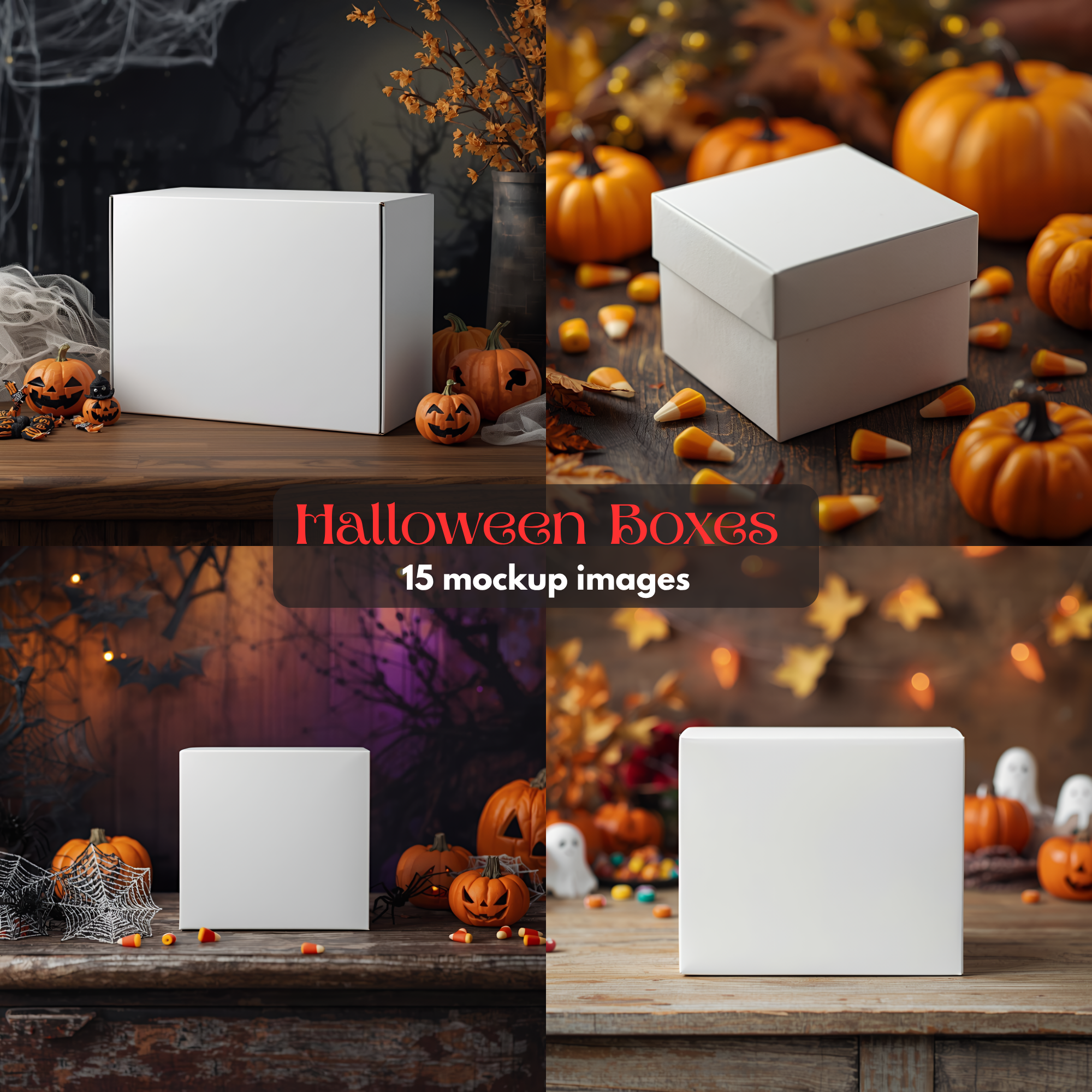 Halloween Box Mockup Bundle | Spooky Packaging PNGs | Digital Product Display | Seasonal Promotion