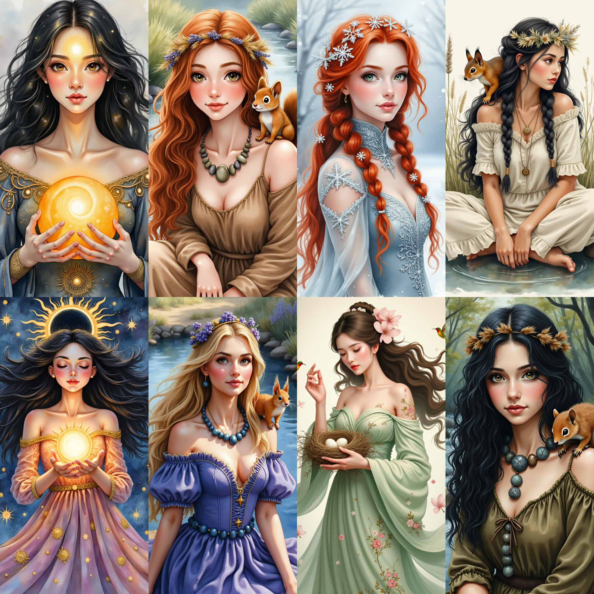 Fantasy Girls Bundle Digital Art PNG Pretty Maid Whimsical Illustrations Journal Pages