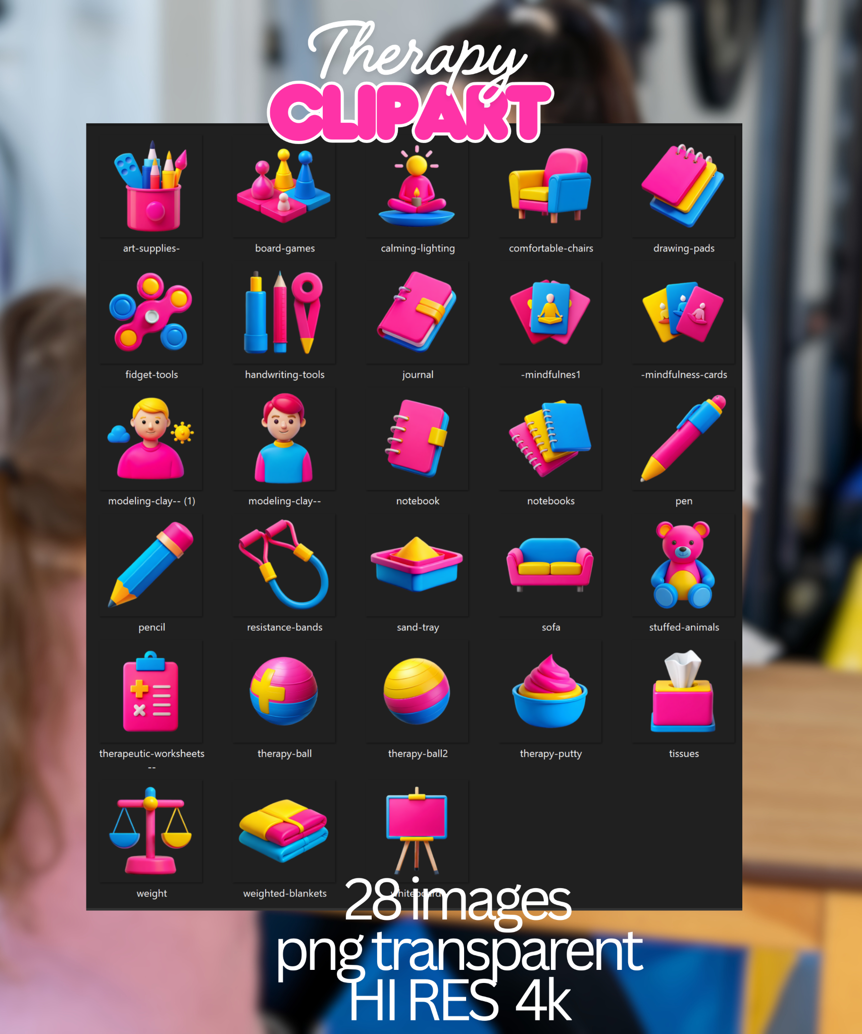 Therapy Clinic Art Supplies Set,Therapy Clipart, overlays, physical therapy clipart