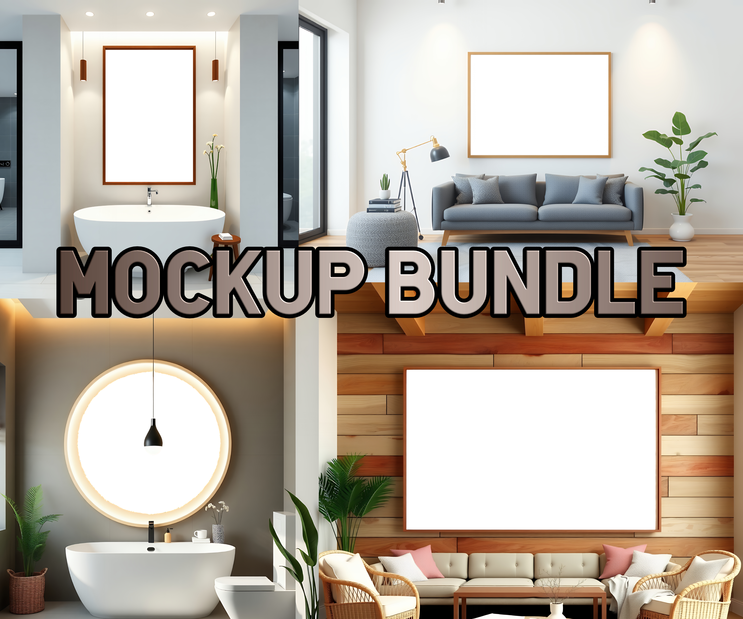 Mockups, overlays, Indoor mockups, house interiors, bath mockups