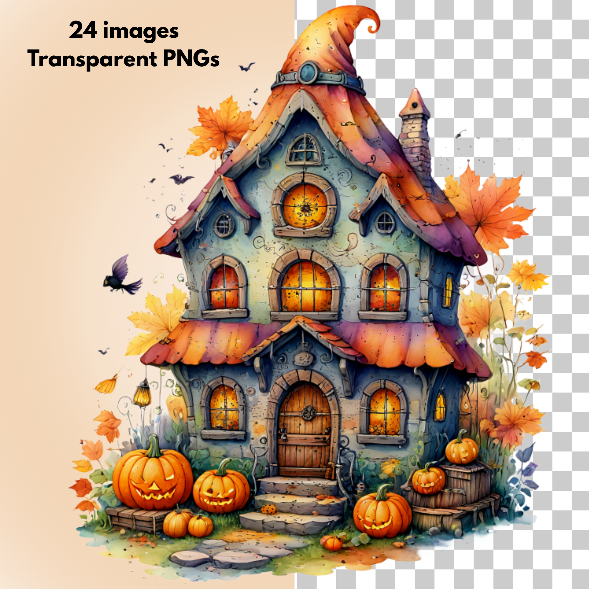 Enchanted Spooky Houses Clipart,Halloween & Fantasy Crafts, halloween cliparts