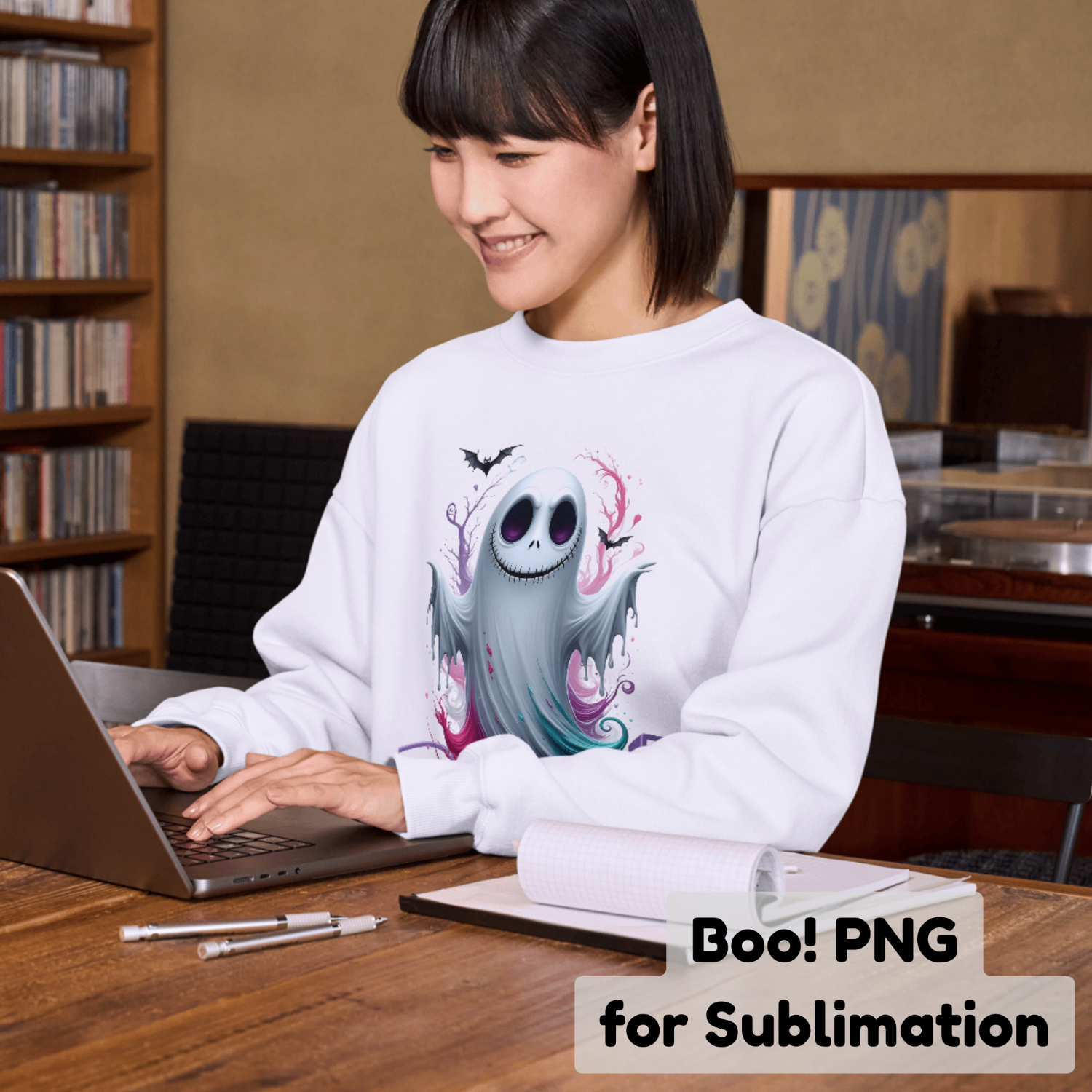 Boo! Ghost PNG for Sublimation, Unique Halloween Graphic, Printable Ghost Artwork, Spooky Season Digital File