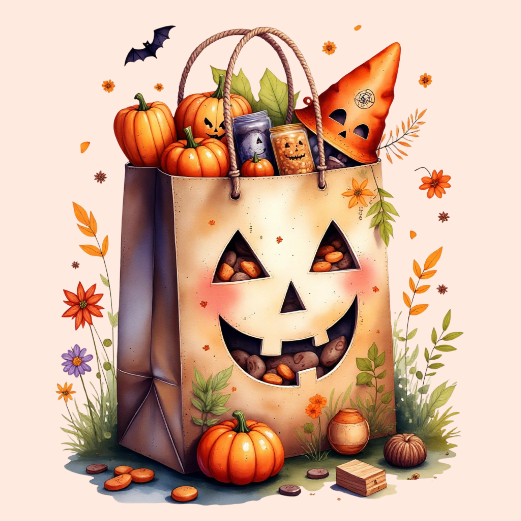 FREE Halloween Clipart Bundle, Spooky Digital PNGs, Free Jack-o'-Lantern & Witch Hat Art