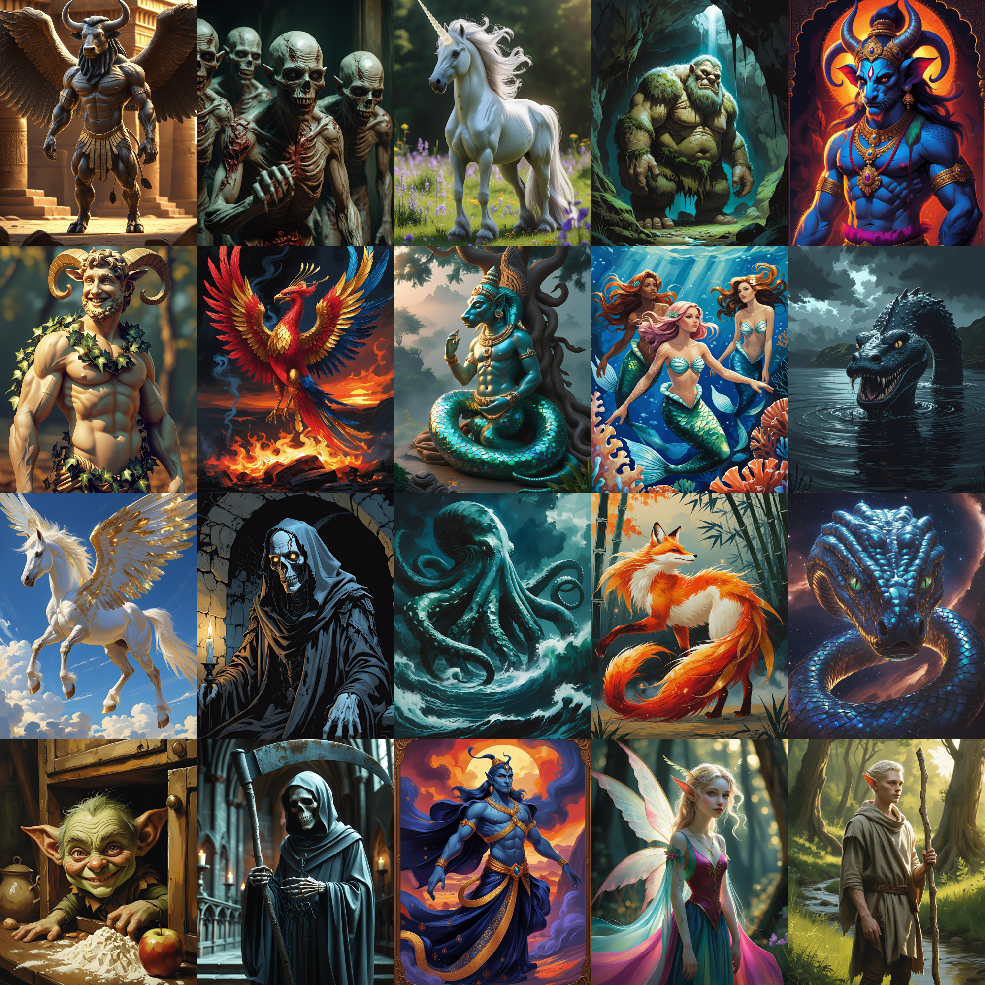 Mythological Creatures Digital Paper Bundle, Fantasy Junk Journal Pages, Monsters Journal Pages Images