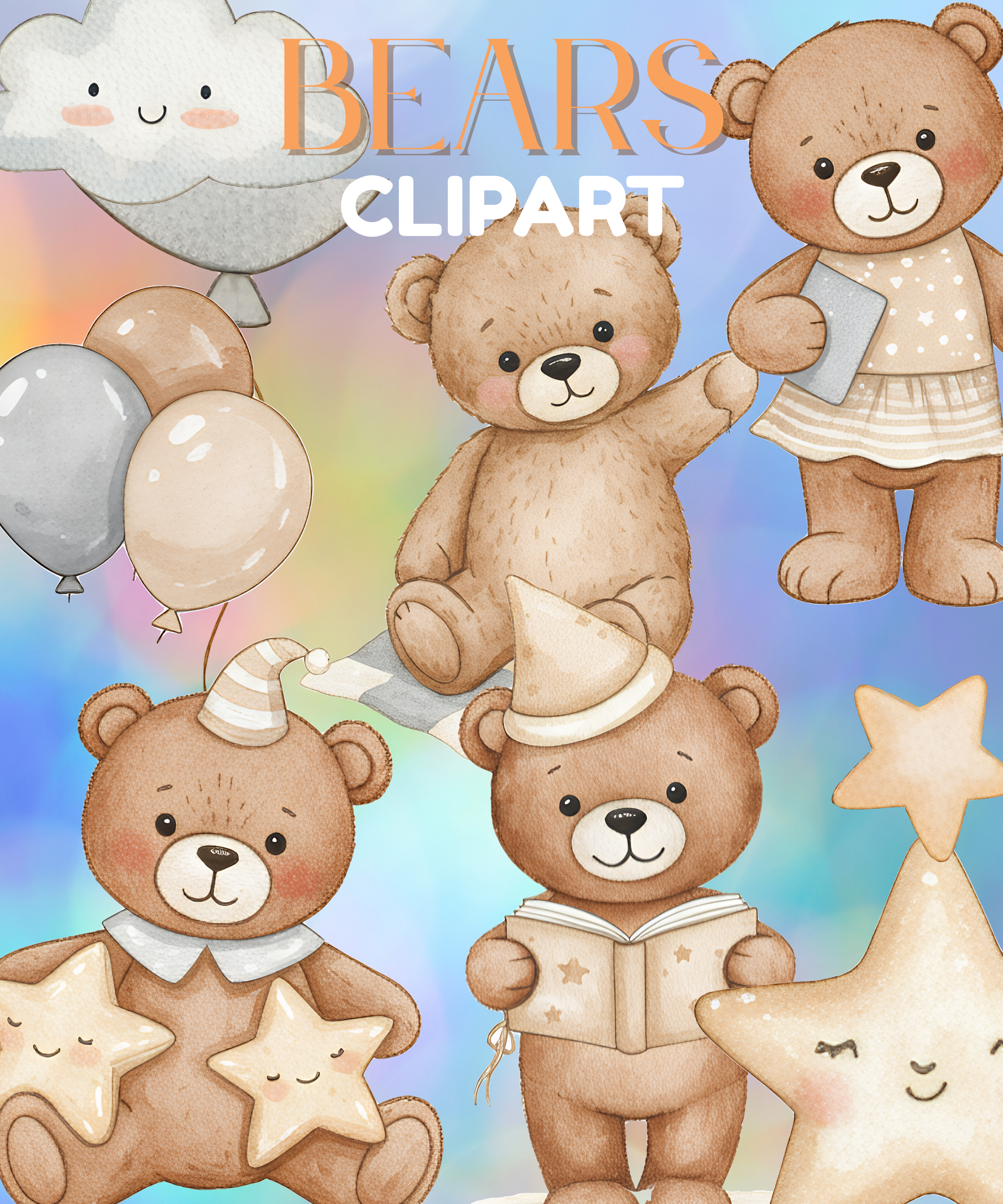 Bears Clipart, Overlays, clipart, bears, baby shower