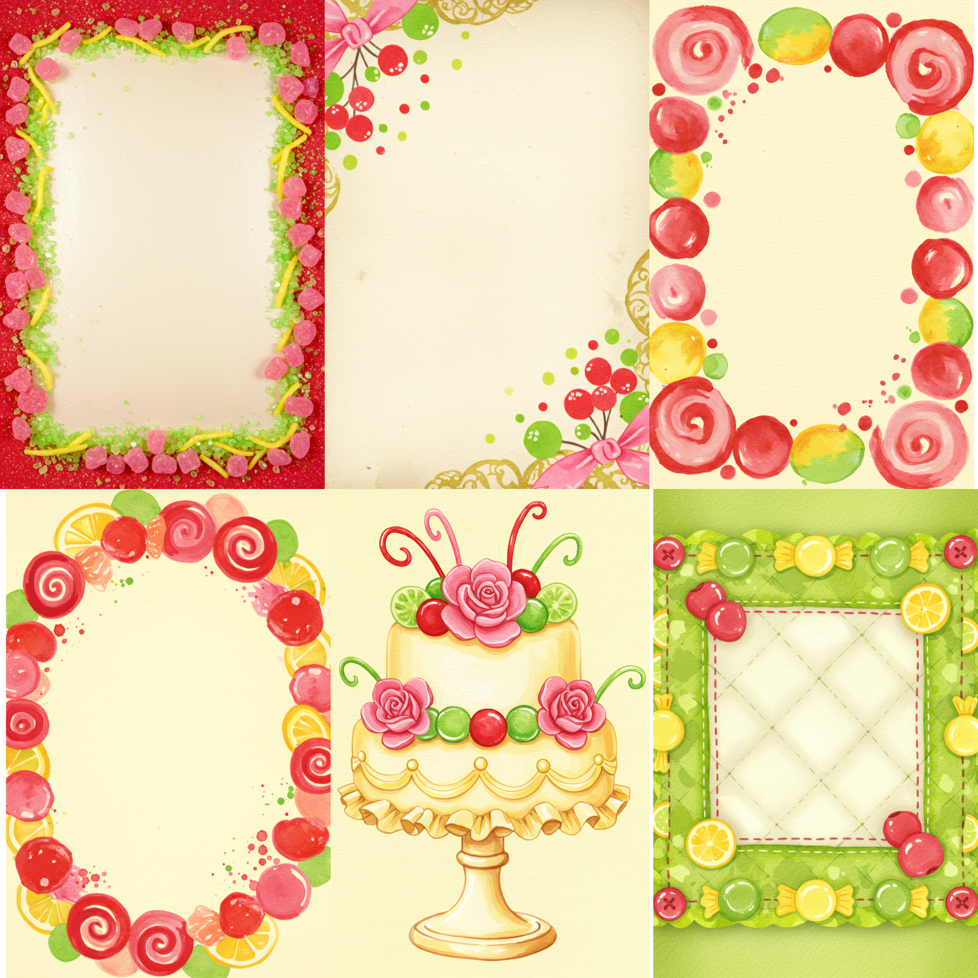 Candy Digital Paper Bundle | Sweet Borders | Candy Frames Sweet Treat Digital Pages | Printable frames , Vintage candy, journal pages