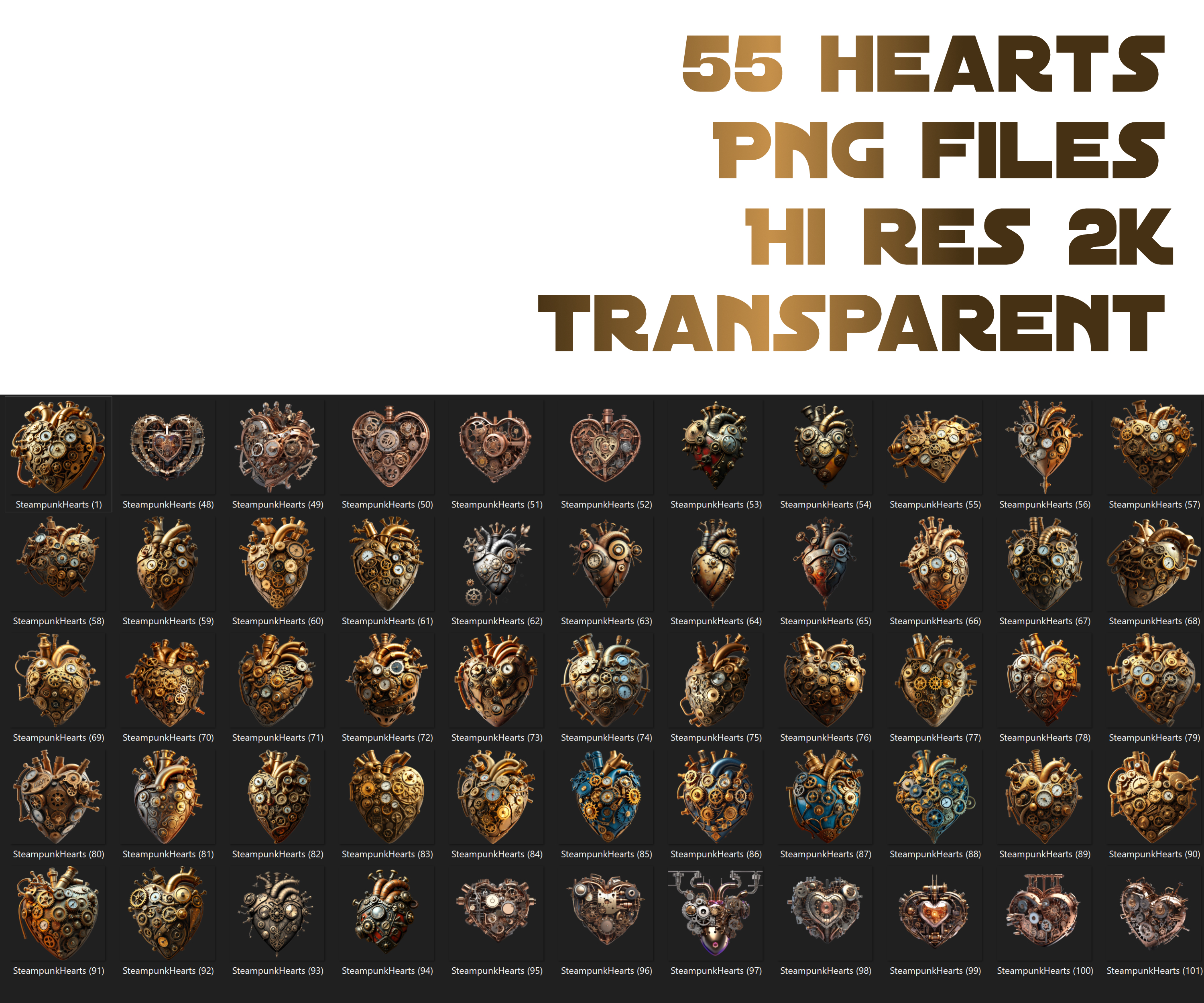 Steampunk Hearts Clipart