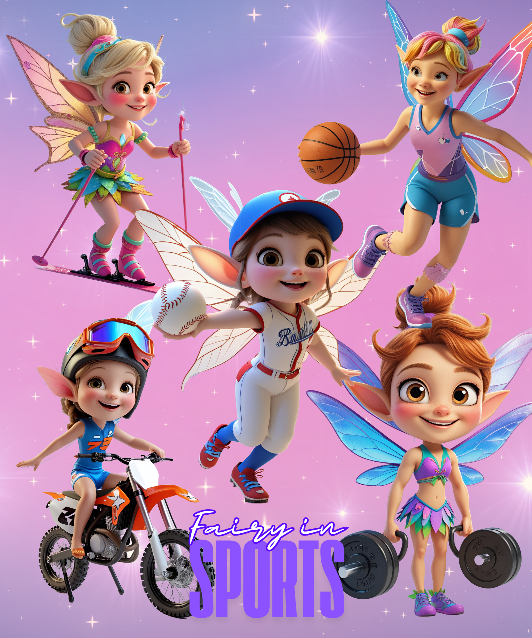 Sports Fairy Clipart, cute clipart, girls clipart