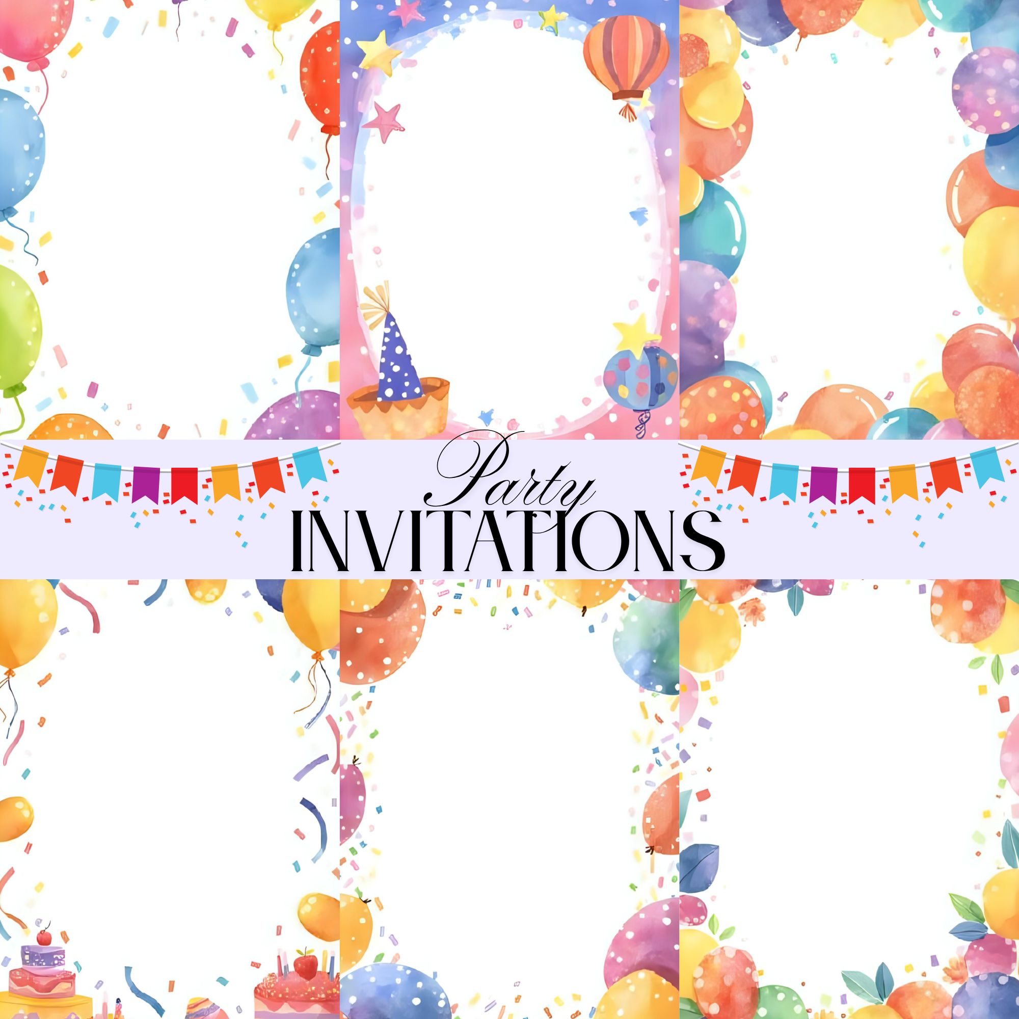 Party Invitation Card Templates, Journal Pages, birthday pages, party cards