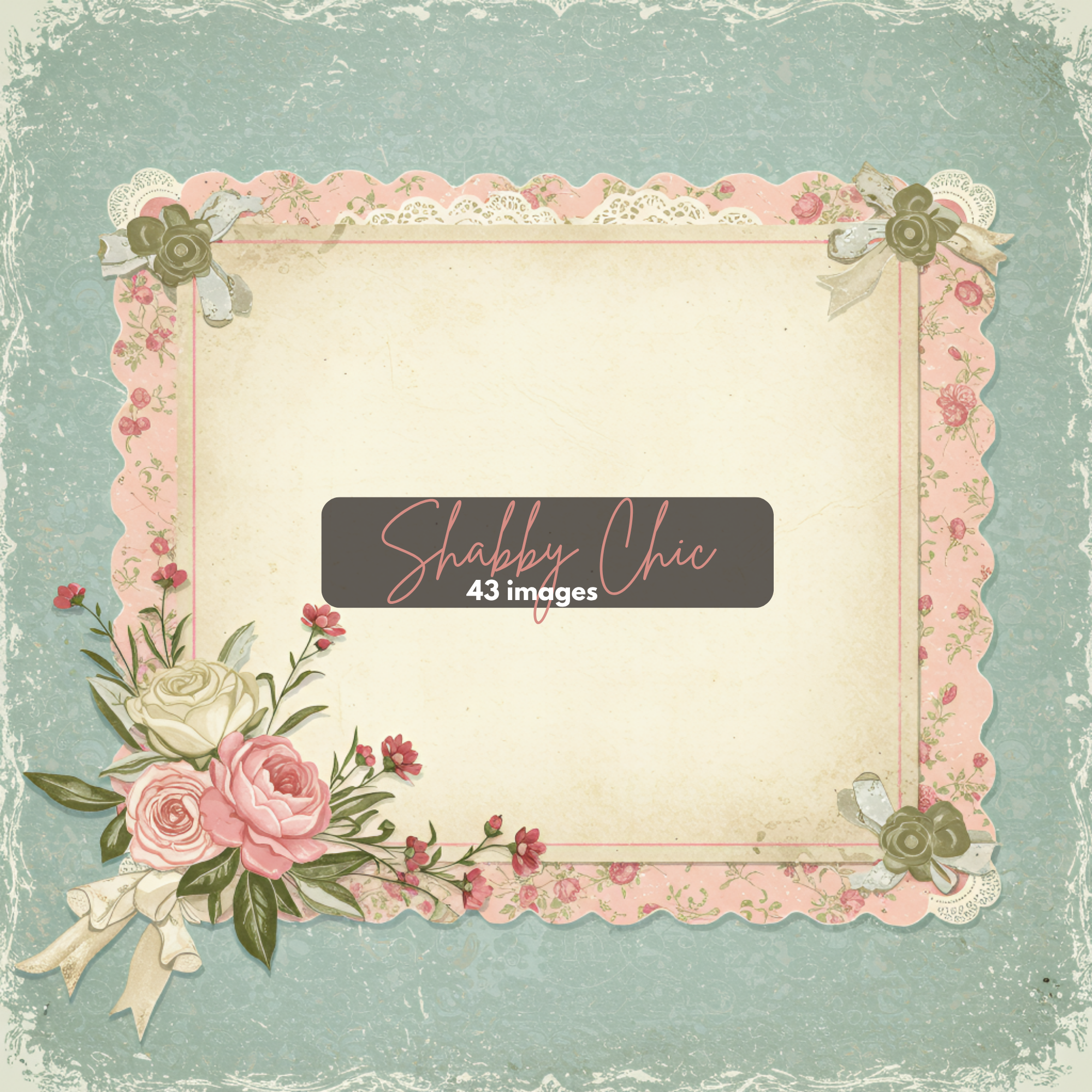 Shabby Chic Digital Frames |Vintage Scrapbook Elements Romantic Rose Frames Bundle Journal Pages