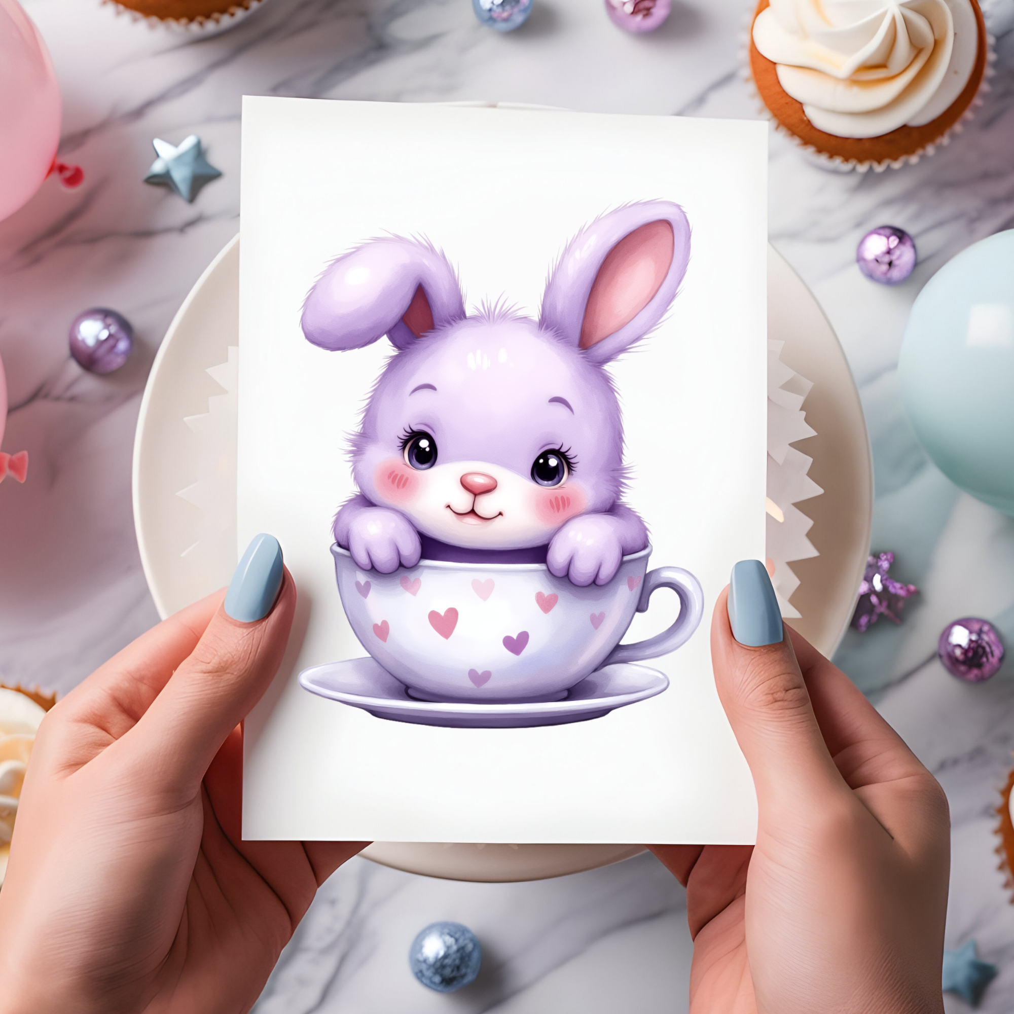 Whimsical Watercolor Bunnies Clipart Cute Rabbit  Bundle for Baby Shower  Nursery Decor, & Easter Crafts 