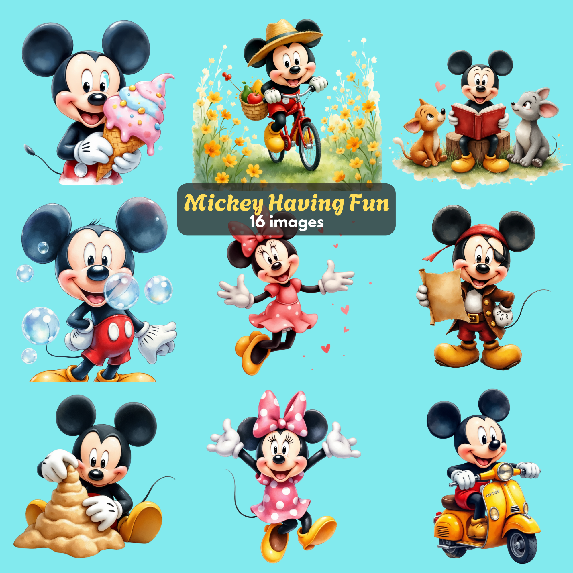 Free Mickey & Minnie Summer Fun Clipart Bundle | Free Minnie Clipart Disney Clipart Free