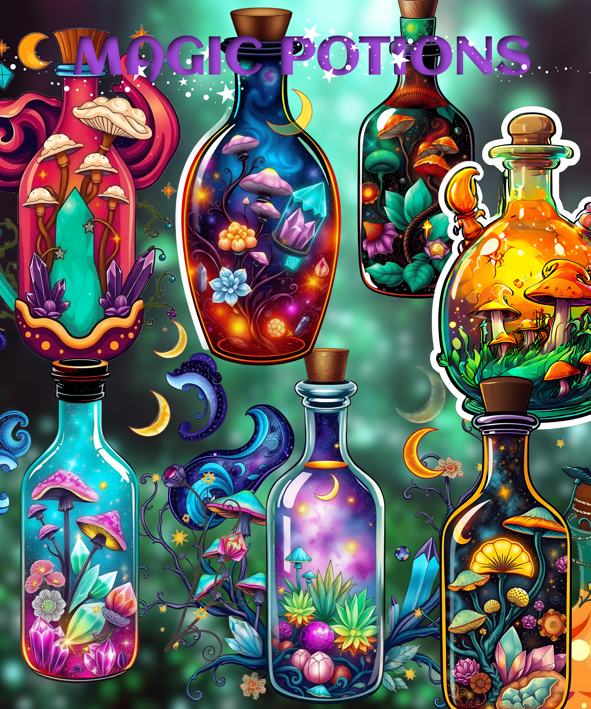 Magic Potions Clipart, Overlays