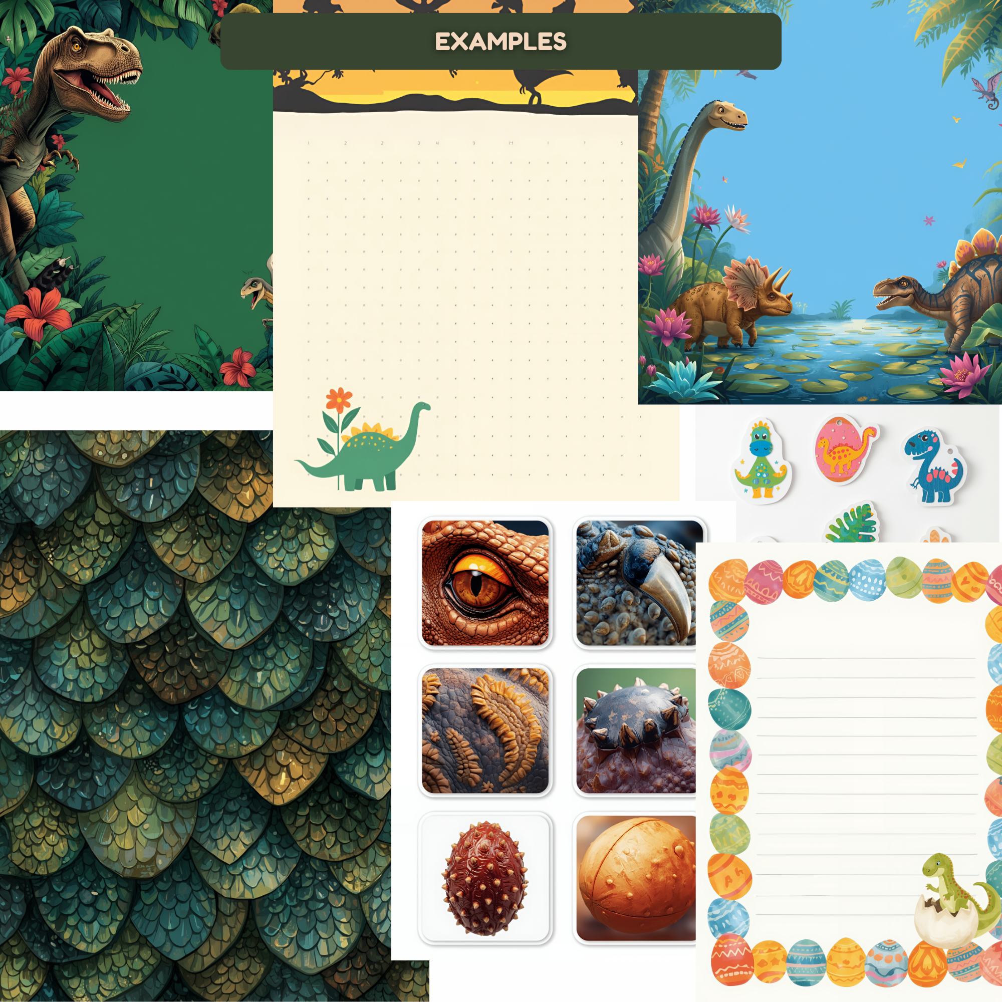 Dinosaur Junk Journal Kit - Digital Prehistoric Paper & Ephemera Bundle Scrapbook Ephemera Kids Journal