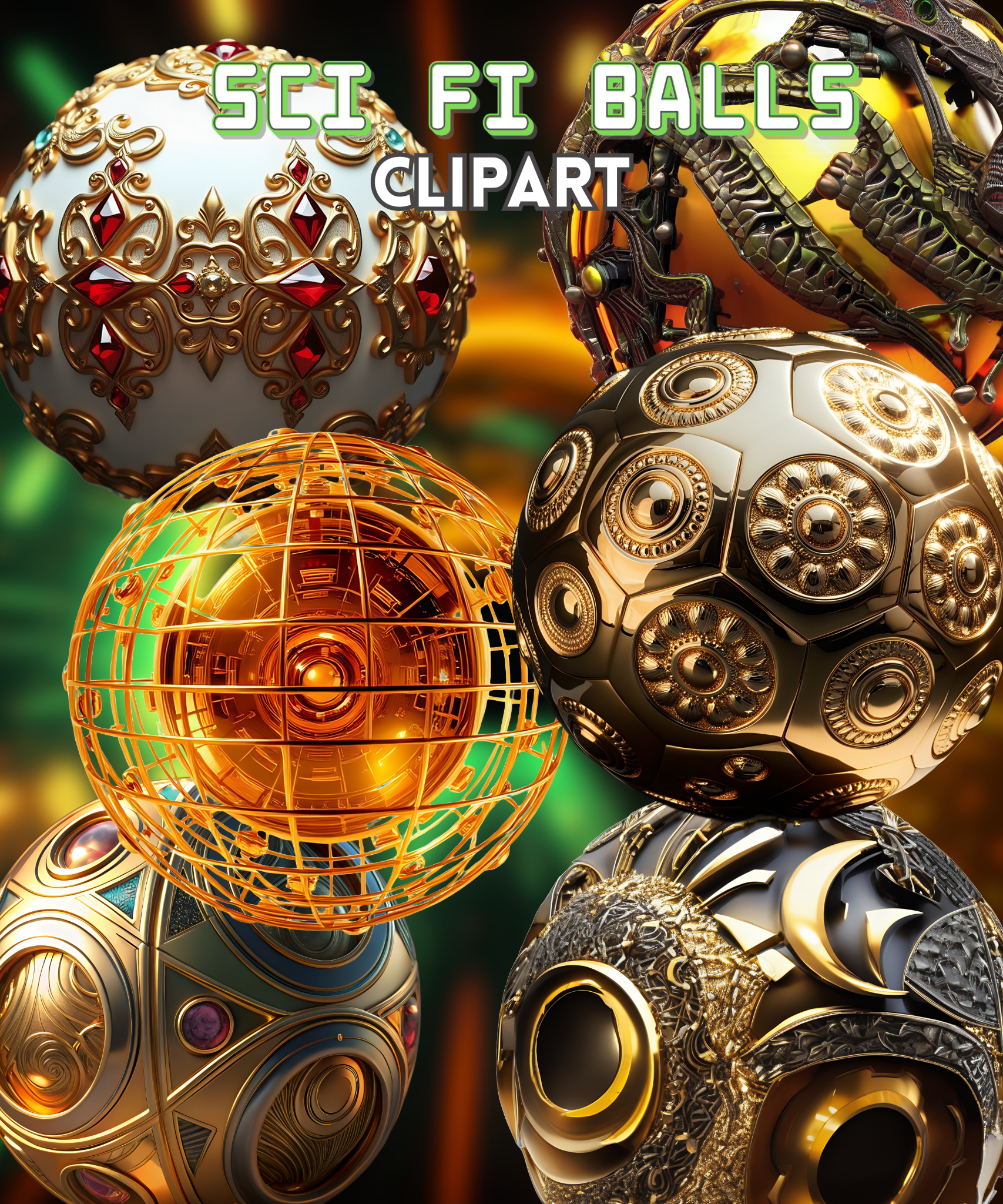 Sci Fi Balls Clipart, futuristic images, sphere images, metallic spheres