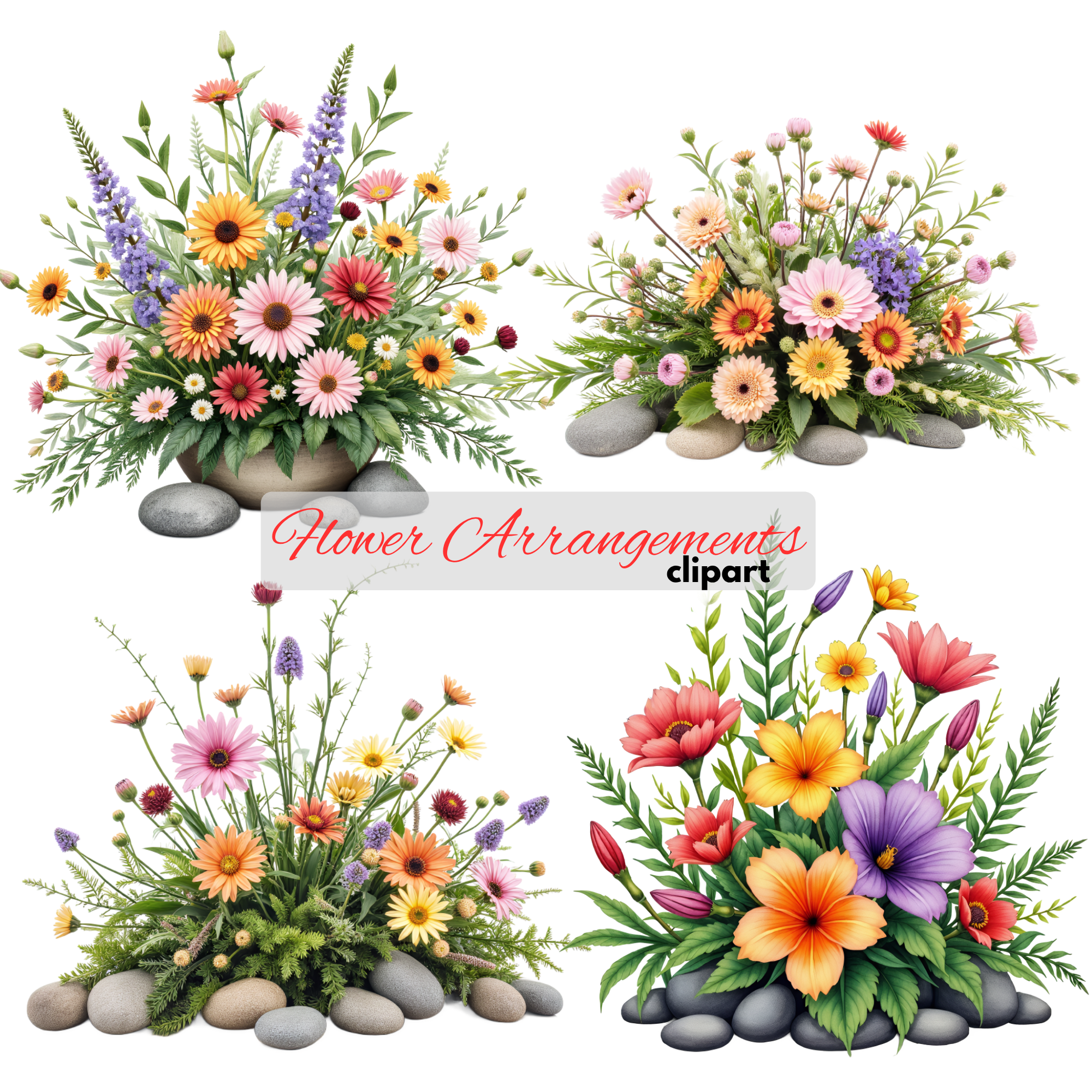 Spring Summer Floral Clipart Set | Botanical Illustrations, flower cliparts