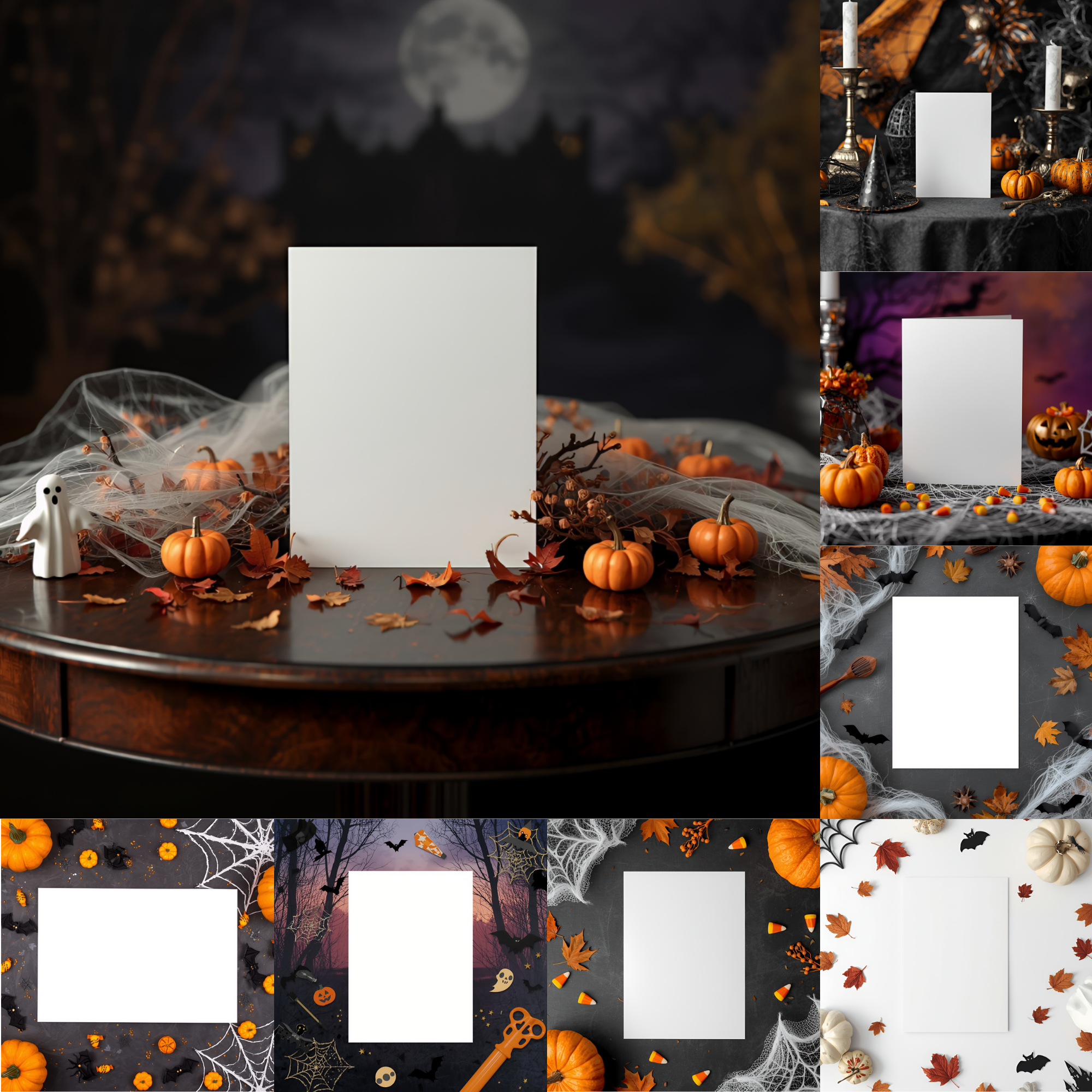 Halloween Card Mockup Bundle | Spooky Autumn PNGs | Digital Invitation Template Seasonal Promotion