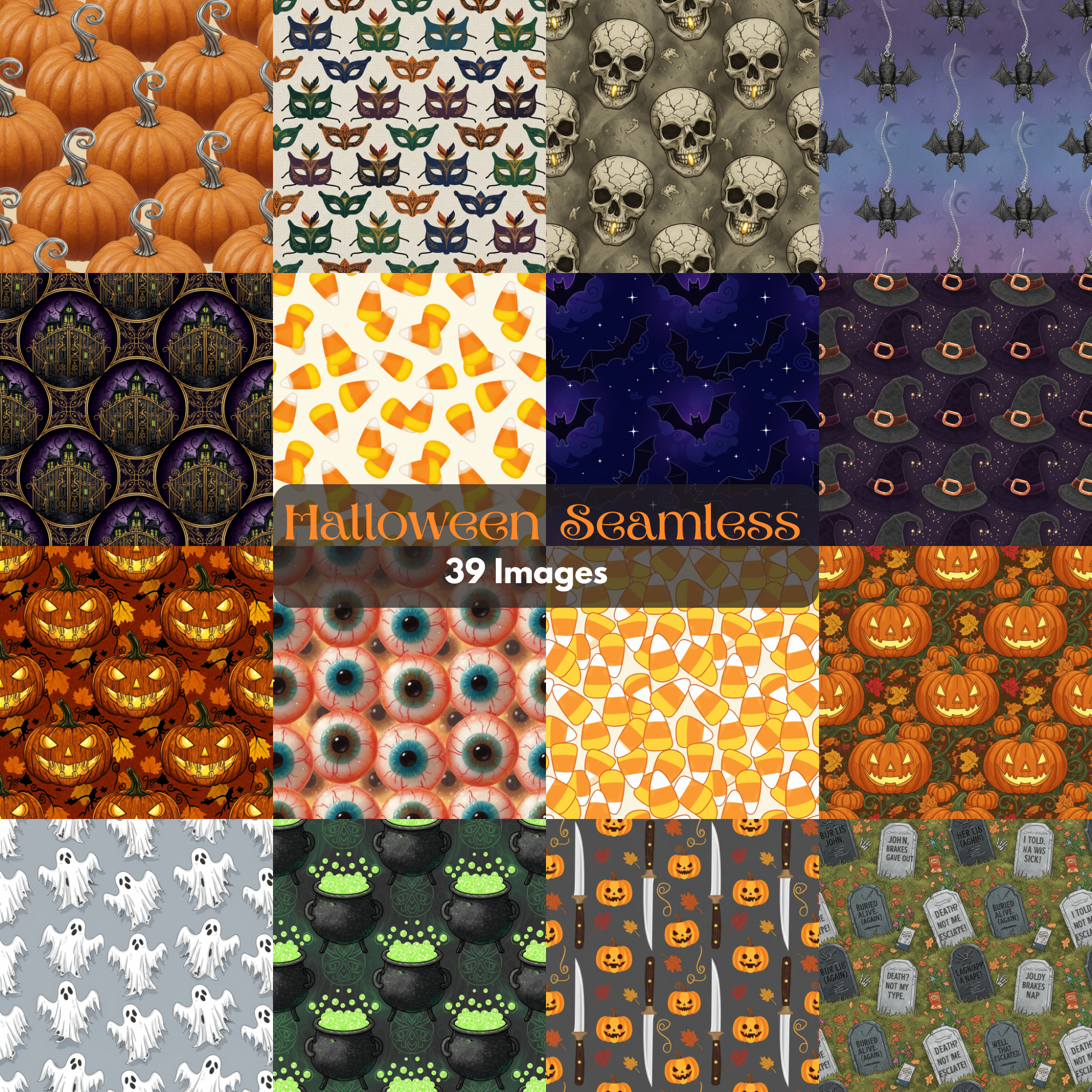 Free Halloween Seamless Patterns BUNDLE Free Digital Paper Pack  Witches, Spiders Free Clipart