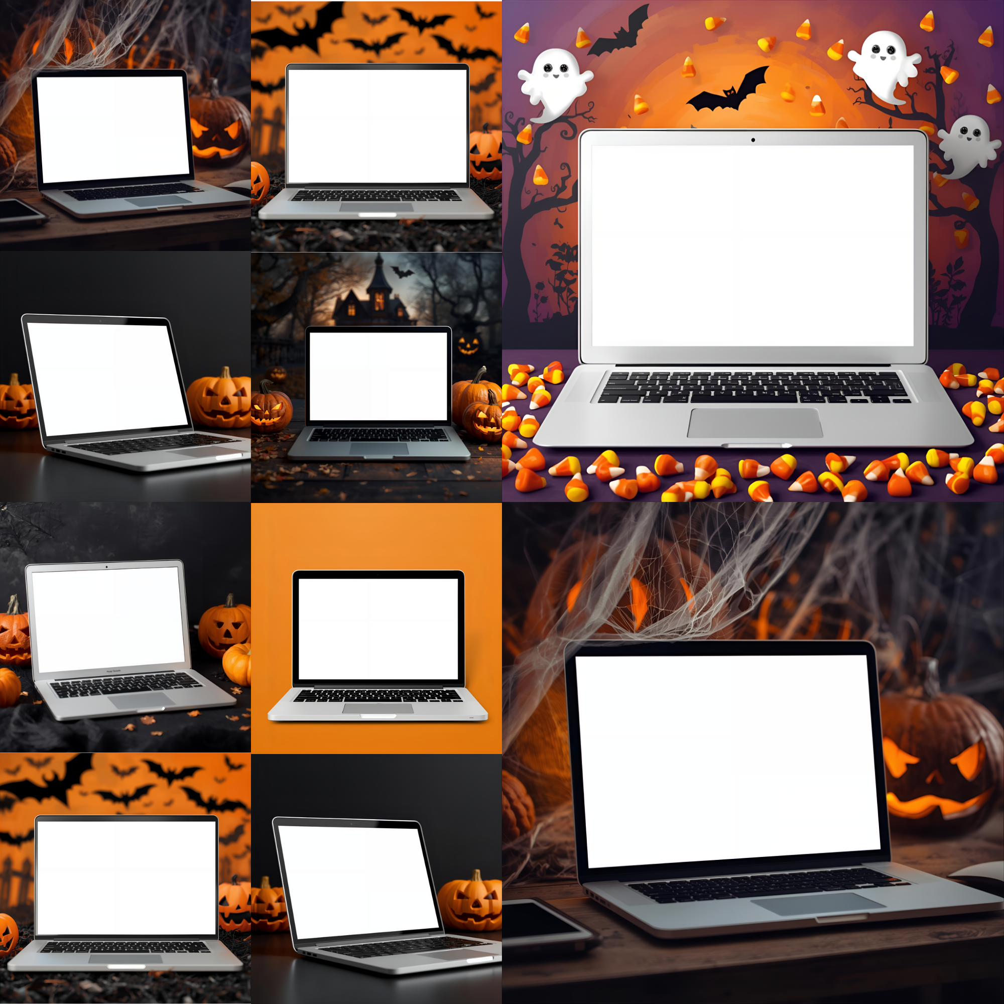 Halloween Digital Mockups Pack | Laptop Screen Display Templates | Spooky Seasonal Promotion