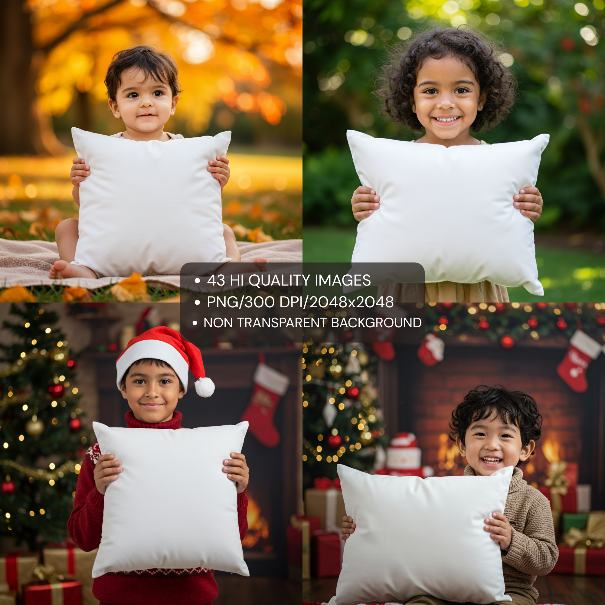 Pillow Mockups, High-Resolution PNG Mockup Images, Children's Room Decor Mockups, Autumn & Christmas Lifestyle Mockups
