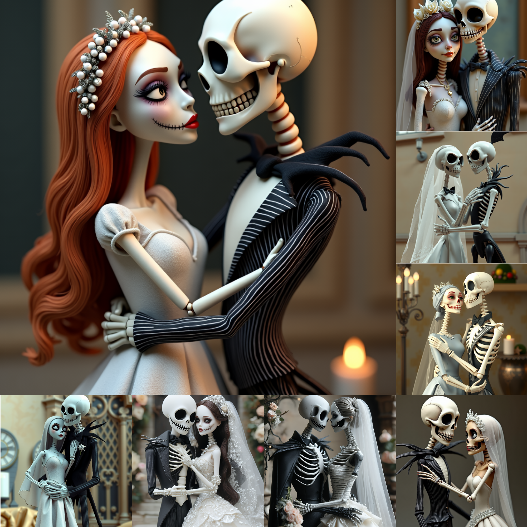 Gothic Wedding Skeleton Couple Clipart Spooky Love Bundle Day of the Dead Digital Art Halloween Wedding Art
