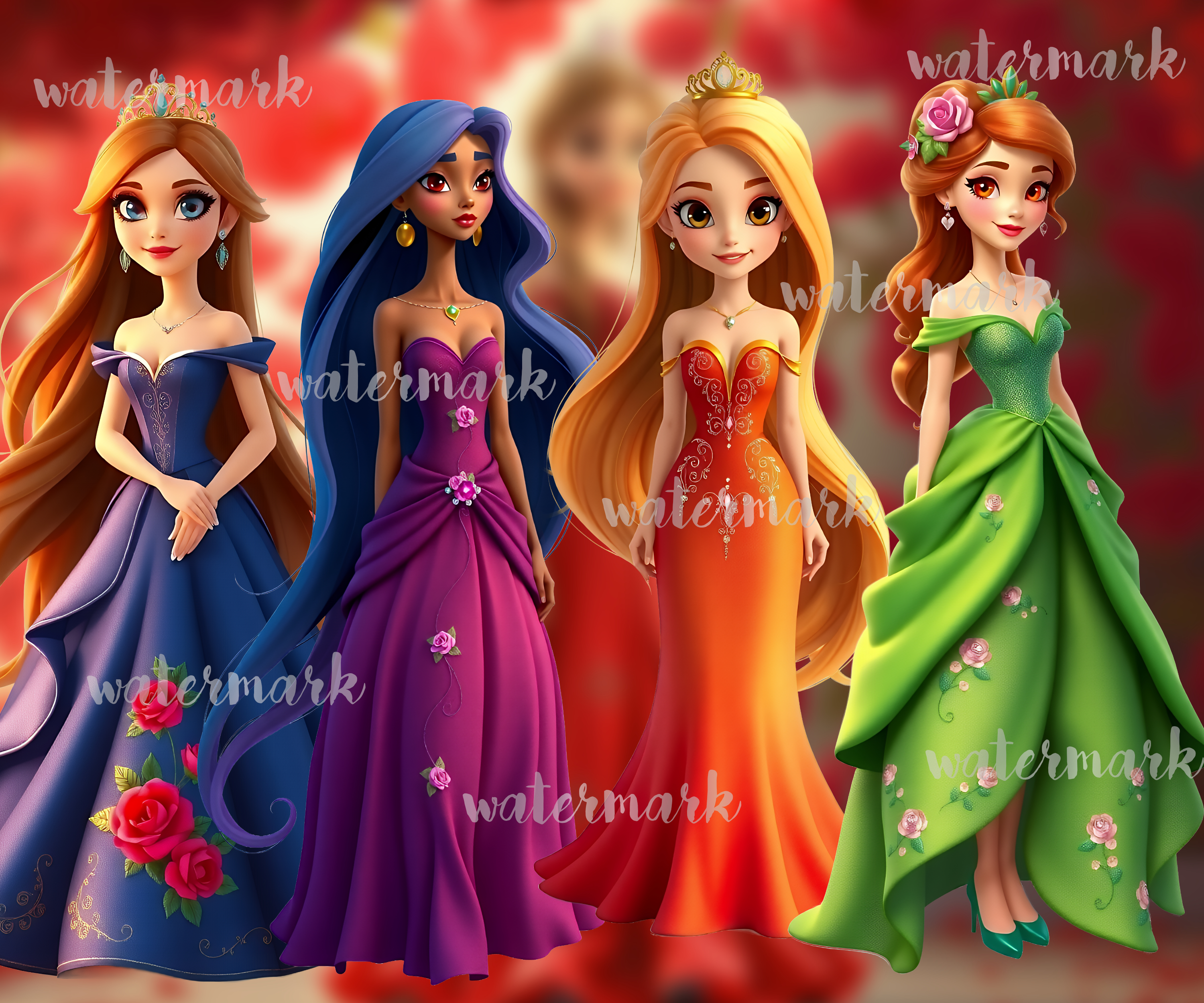 Princess Clipart, Pixar Style Clipart, Princess Overlay