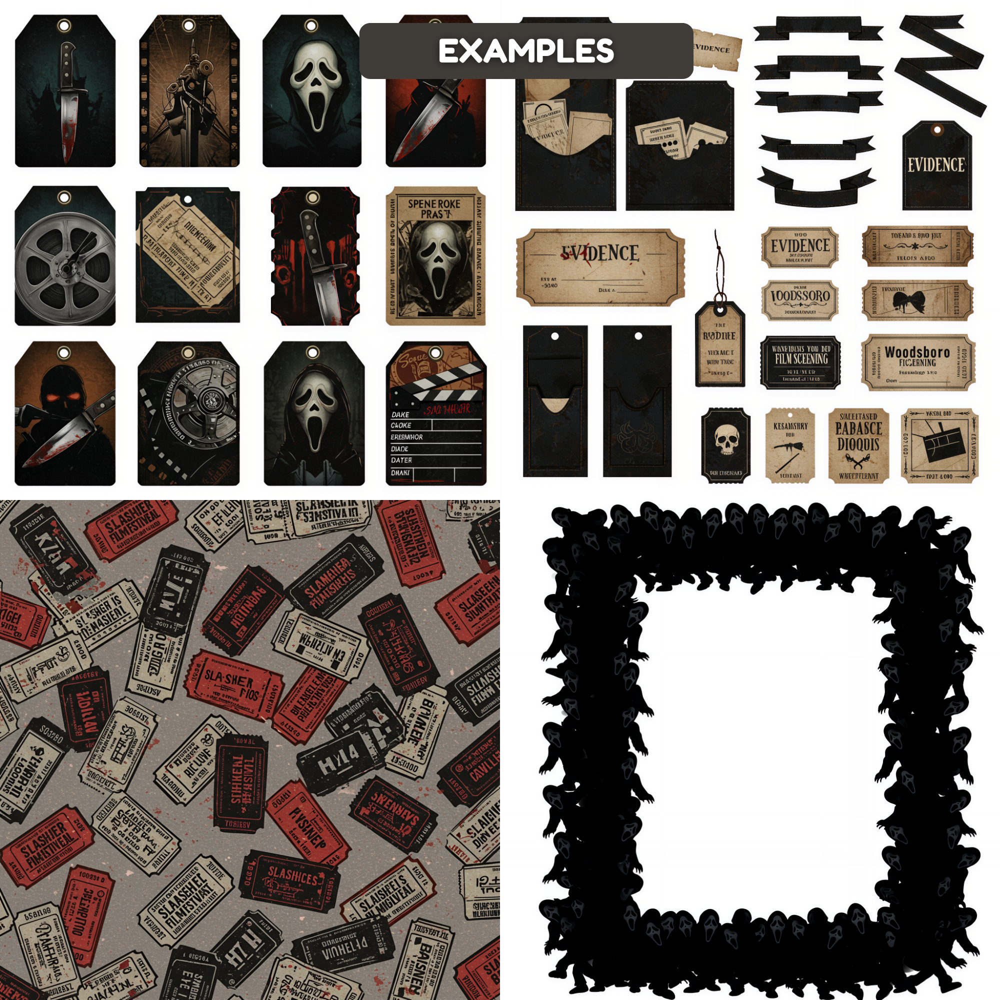 Ghost Face Slasher Junk Journal Kit | Pages Horror Ephemera Set | Vintage Horror Junk Journal Pages Bundle