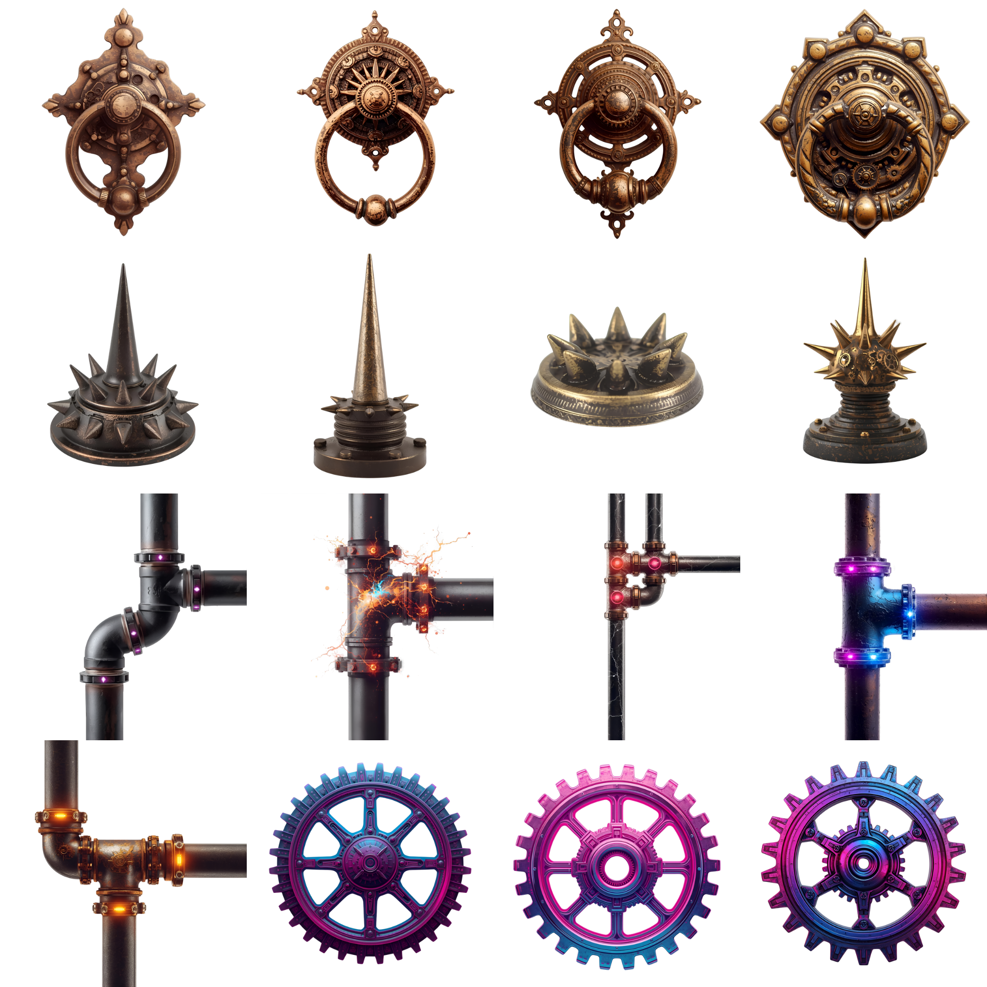 Steampunk Huge Elements Clipart Bundle, Vintage Gears & Clockwork, Industrial Digital Elements, Mechanical Parts, Junk Journal