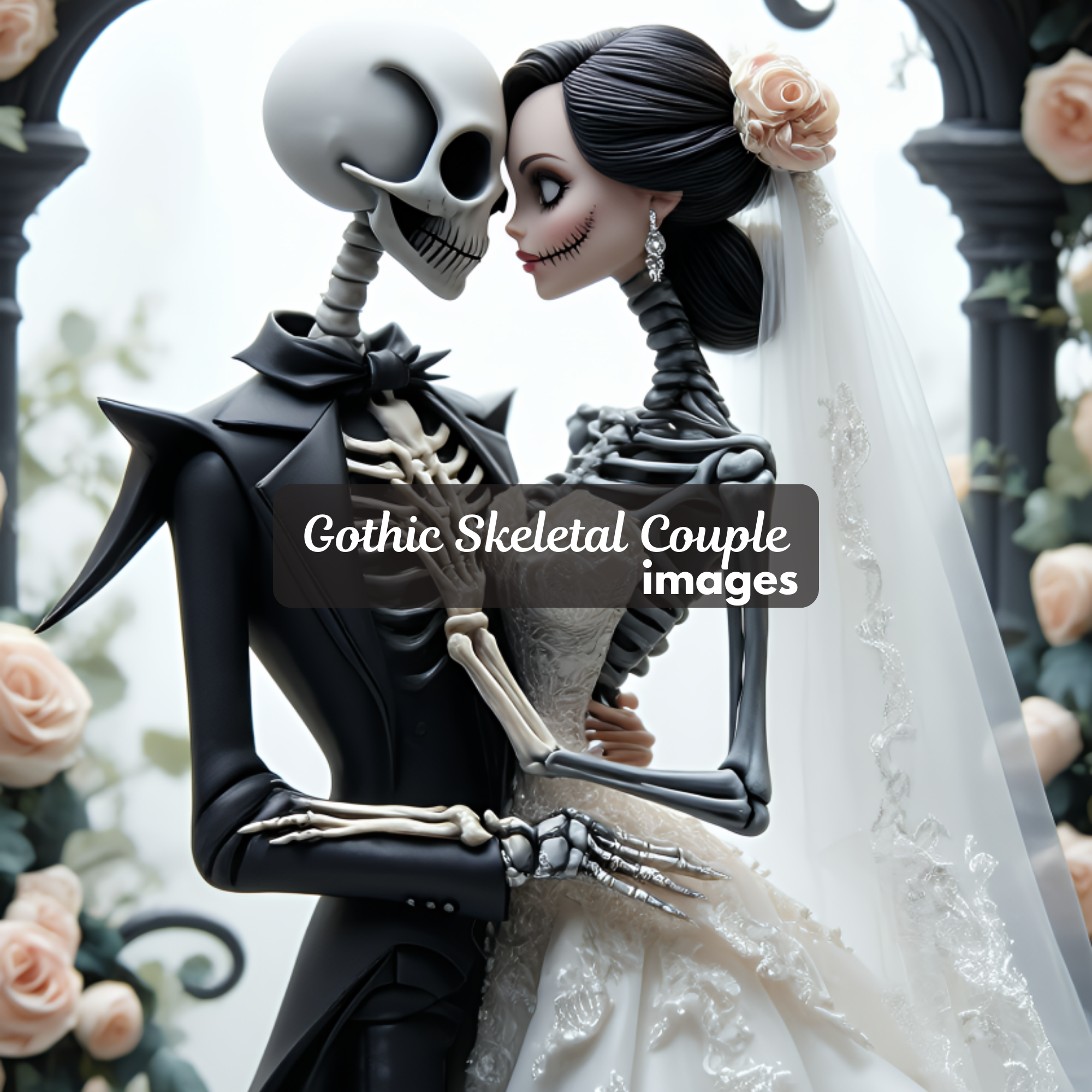 Gothic Wedding Skeleton Couple Clipart Spooky Love Bundle Day of the Dead Digital Art Halloween Wedding Art