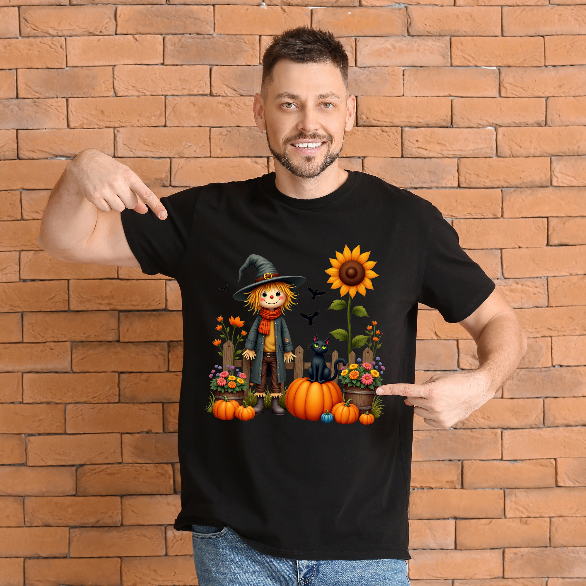 Enchanting Whimsical Scarecrow, Black Cat Digital Art Bundle, halloween scarecrows, halloween clipart