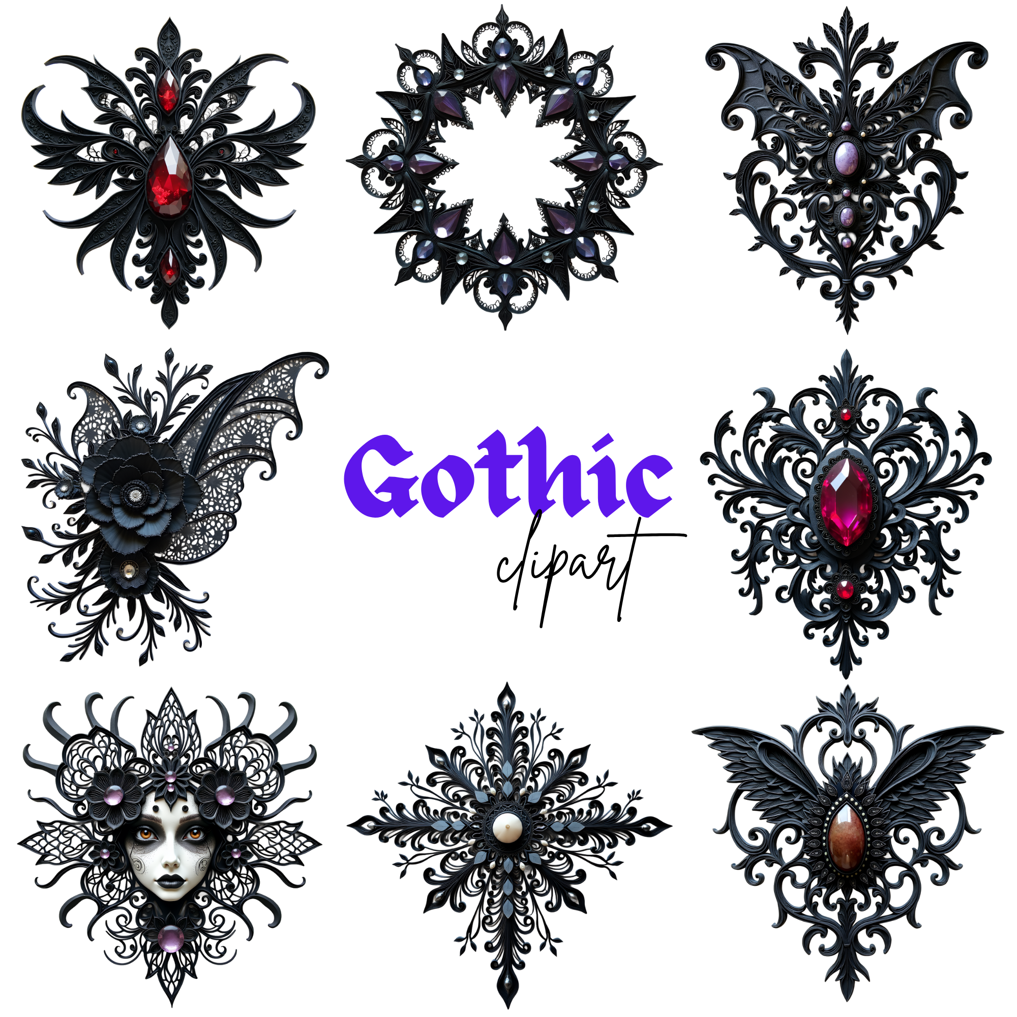 Gothic Clipart PNG, skeleton images, skeleton clipart bundle, dark clipart images