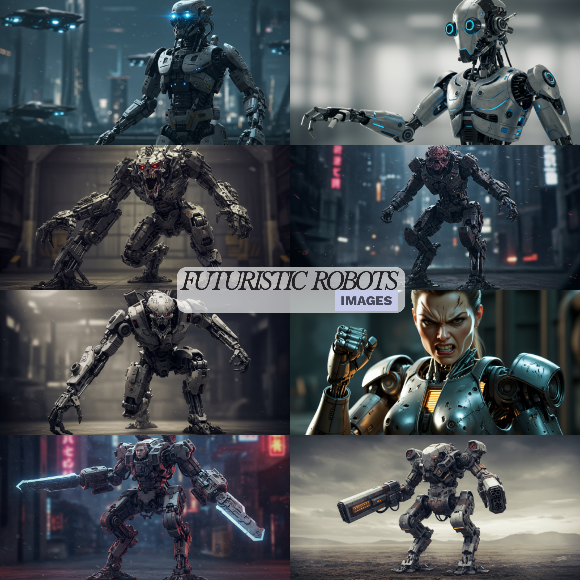 Futuristic Robots Image Pack | Sci-Fi AI Portraits | Cyberpunk & Android, robot images