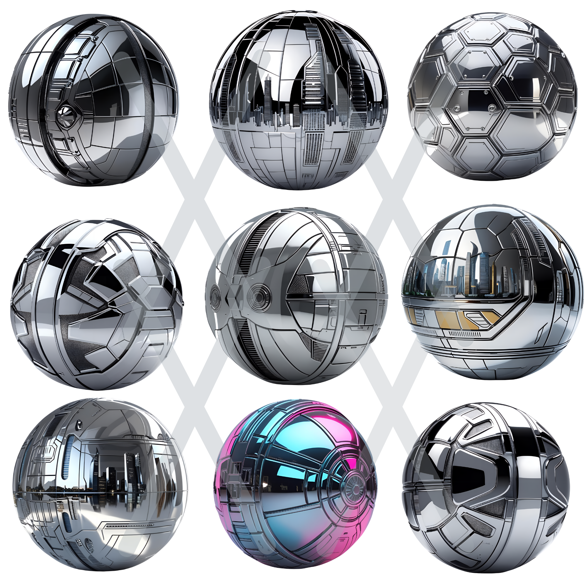 Sci Fi & Futuristic Spheres Clipart, props, modern, fantasy, metallic, balls