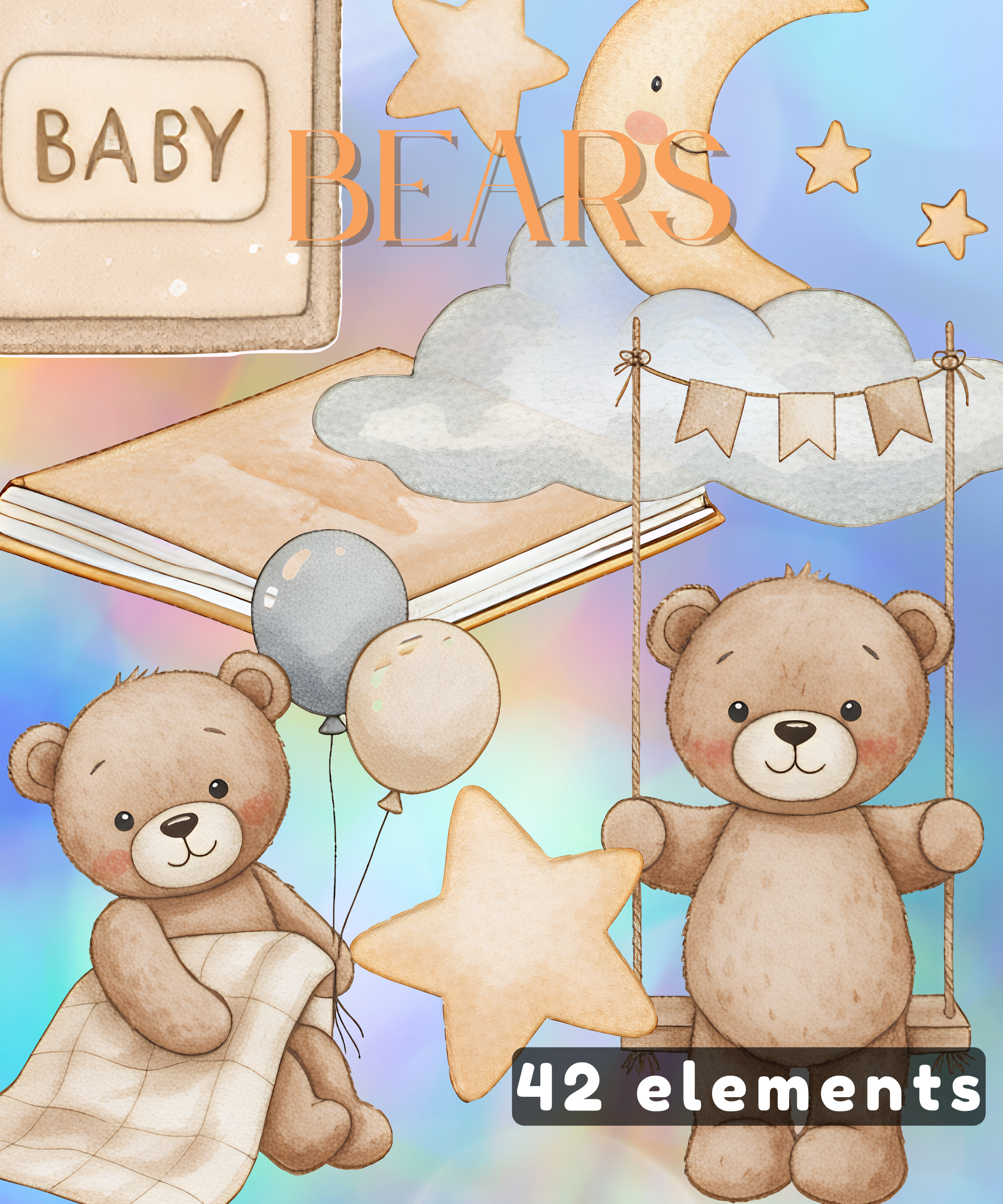 Bears Clipart, Overlays, clipart, bears, baby shower