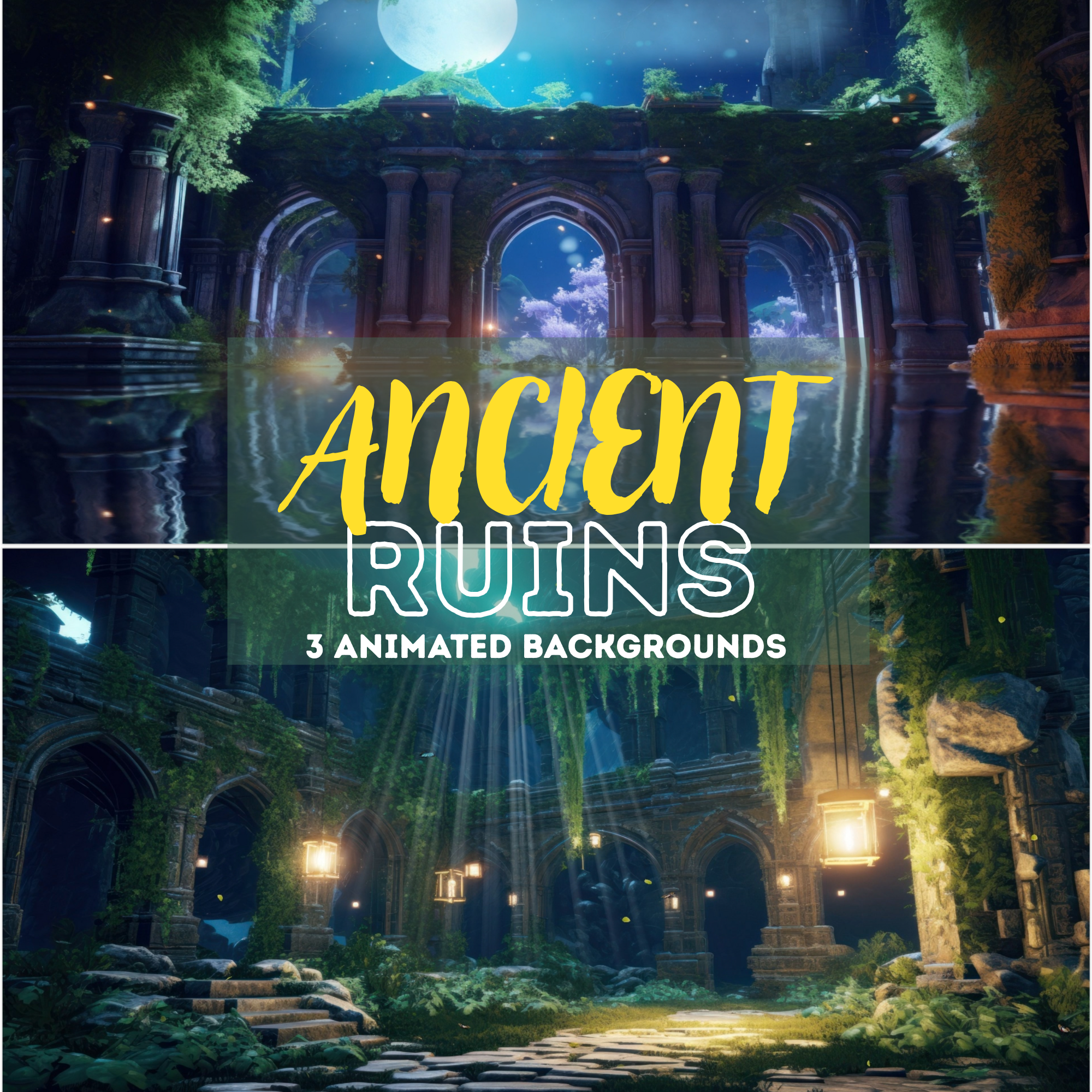 Ancient Animated Backgrounds, Animated Videos, Loop videos, twitch, animated overlays, 3d animations, screensavers, animated wallpaper